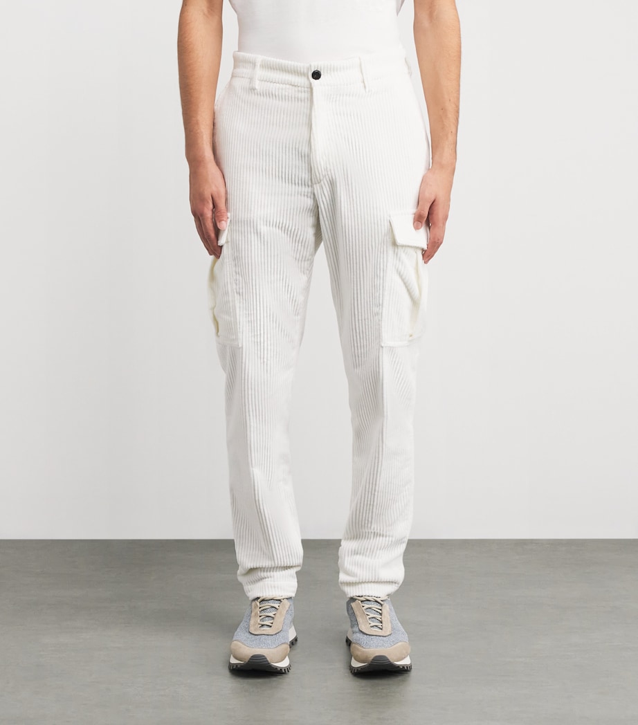 Cotton Corduroy Cargo Trousers BIANCO Image 3