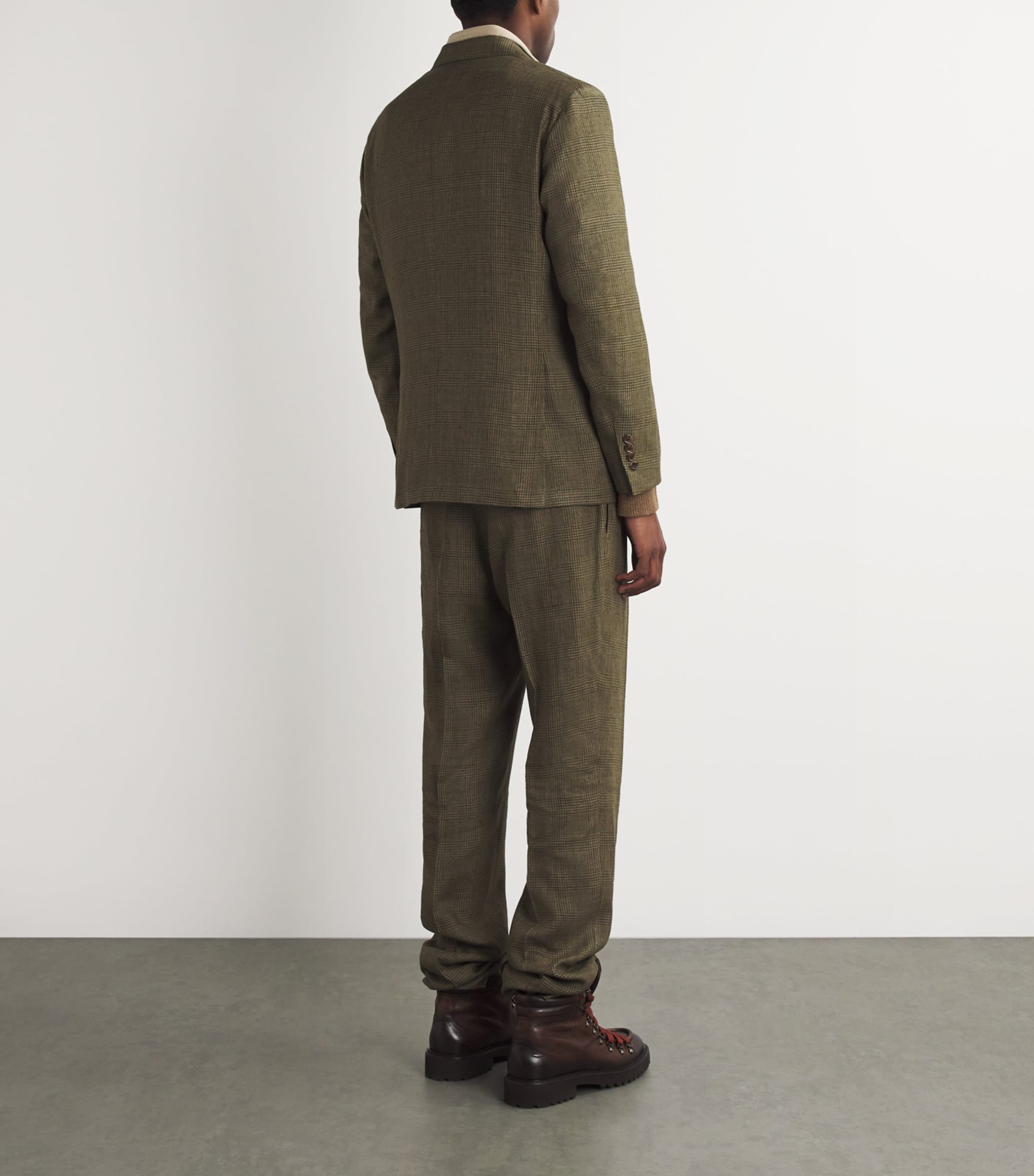 Polo Ralph Lauren Mens Silk-Linen Glen 2-Piece Suit Green Mult Image 3