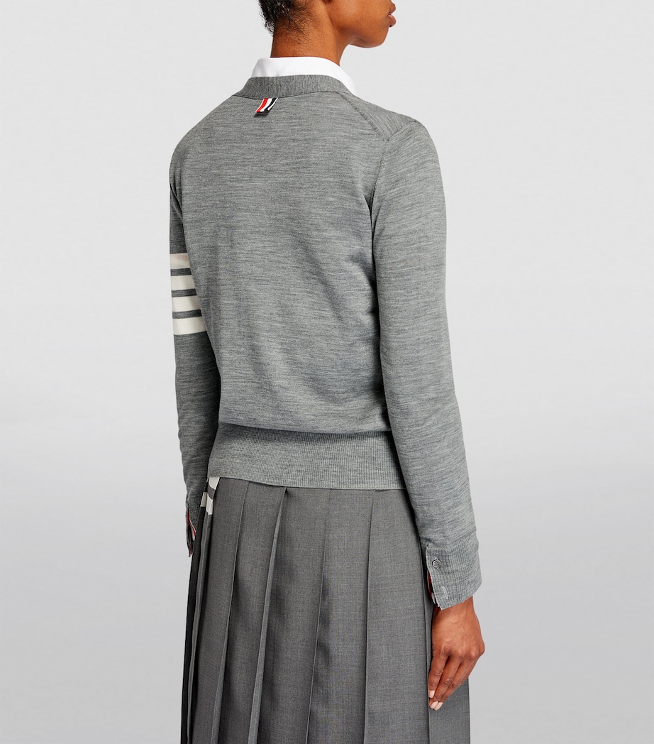 Wool 4-Bar Stripe Cardigan LT GREY Image 4