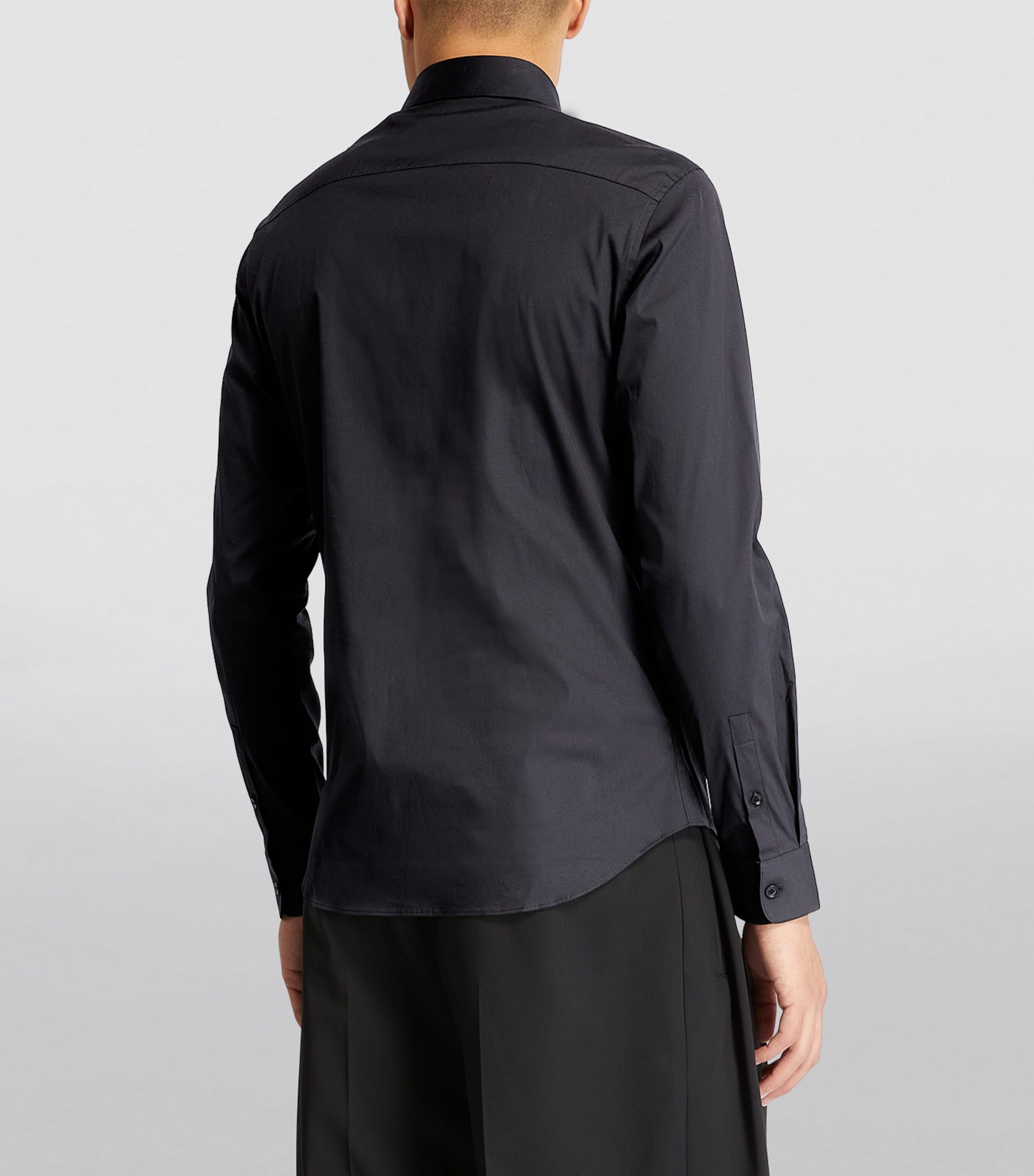 Cotton-Blend Long-Sleeve Shirt BLACK Image 4