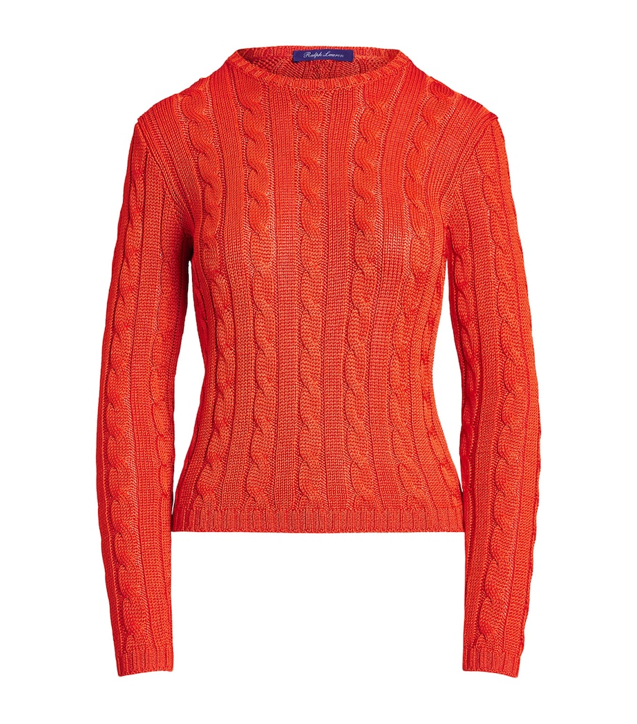 Silk Cable-Knit Sweater BRIGHT ORANGE Image 1