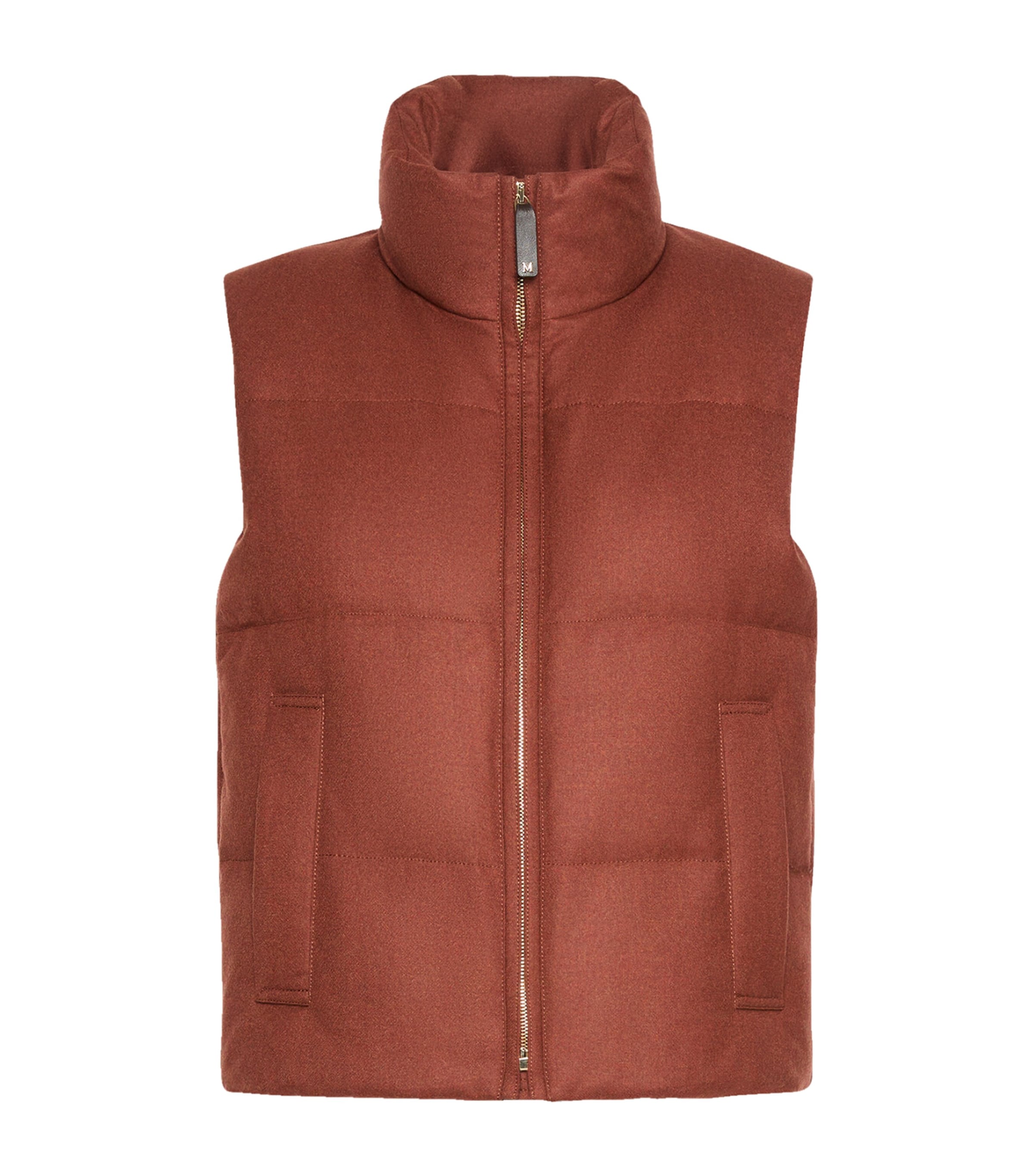 Max Mara Stretch-cashmere Down Gilet In Brown