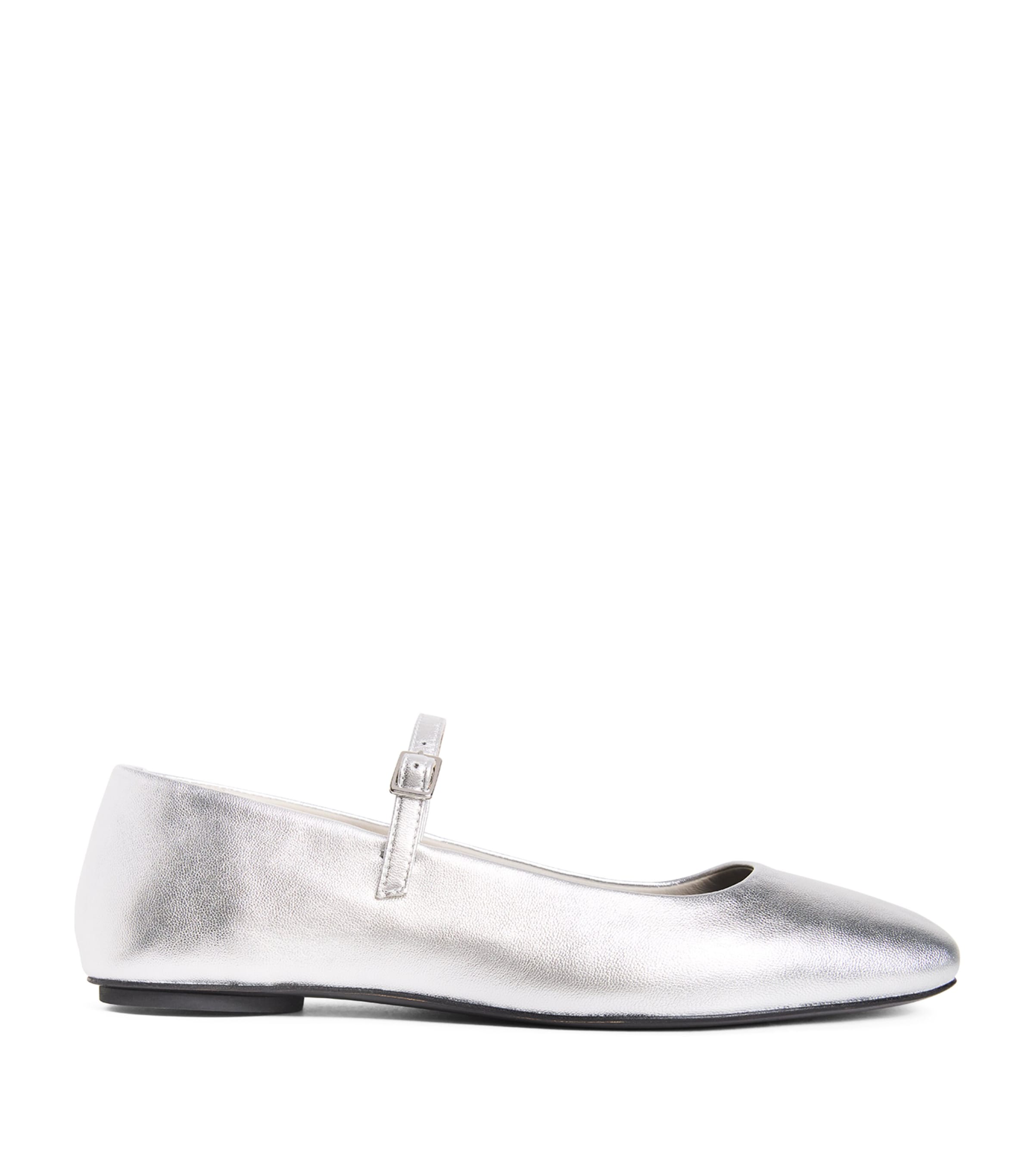 Max & Co Metallic Leather Ballet Flats In White