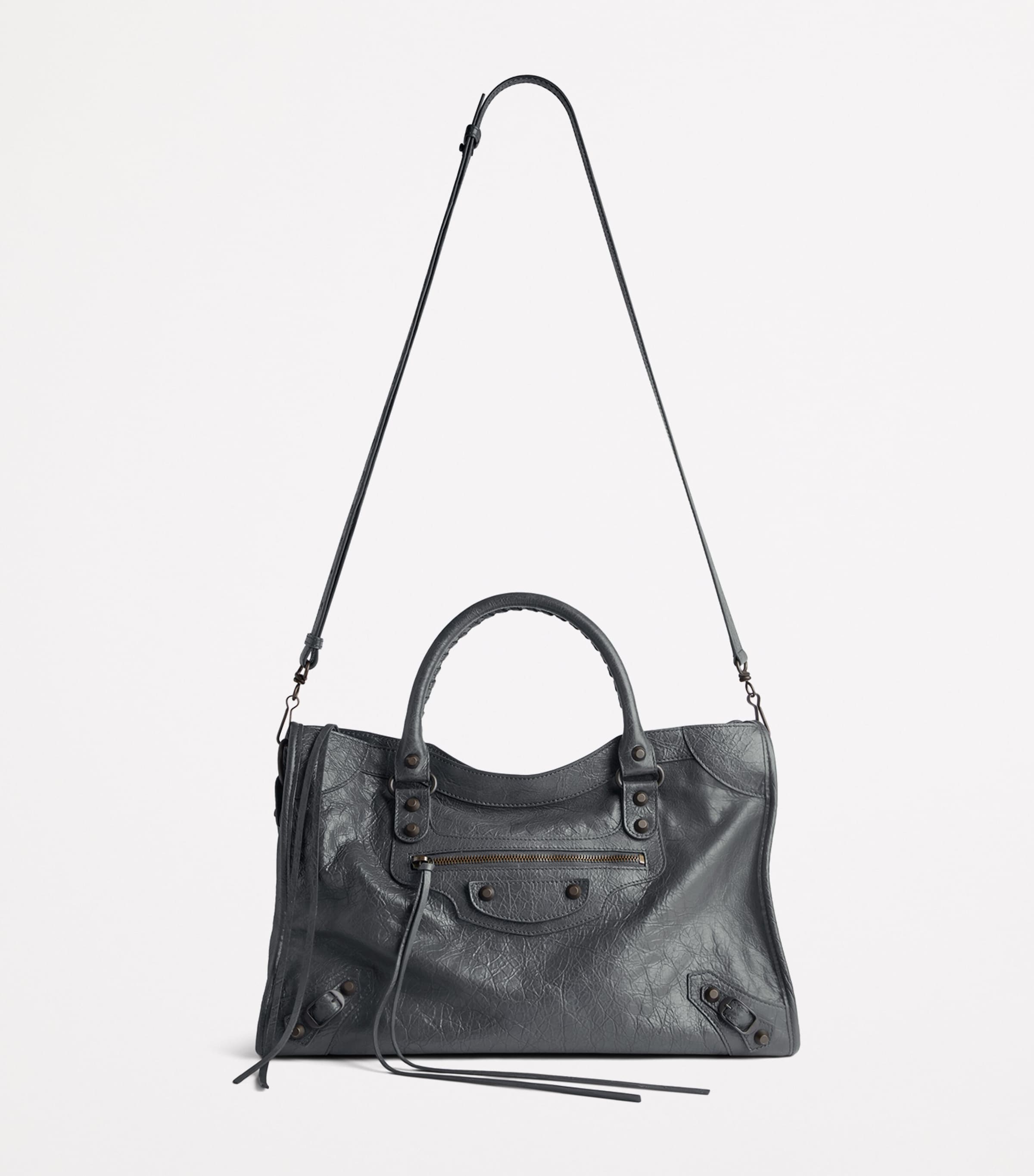 ハンドバッグ Balenciaga City Medium Leather Handbag Balenciaga Le City Medium Crinkled Leather Top-Handle Bag