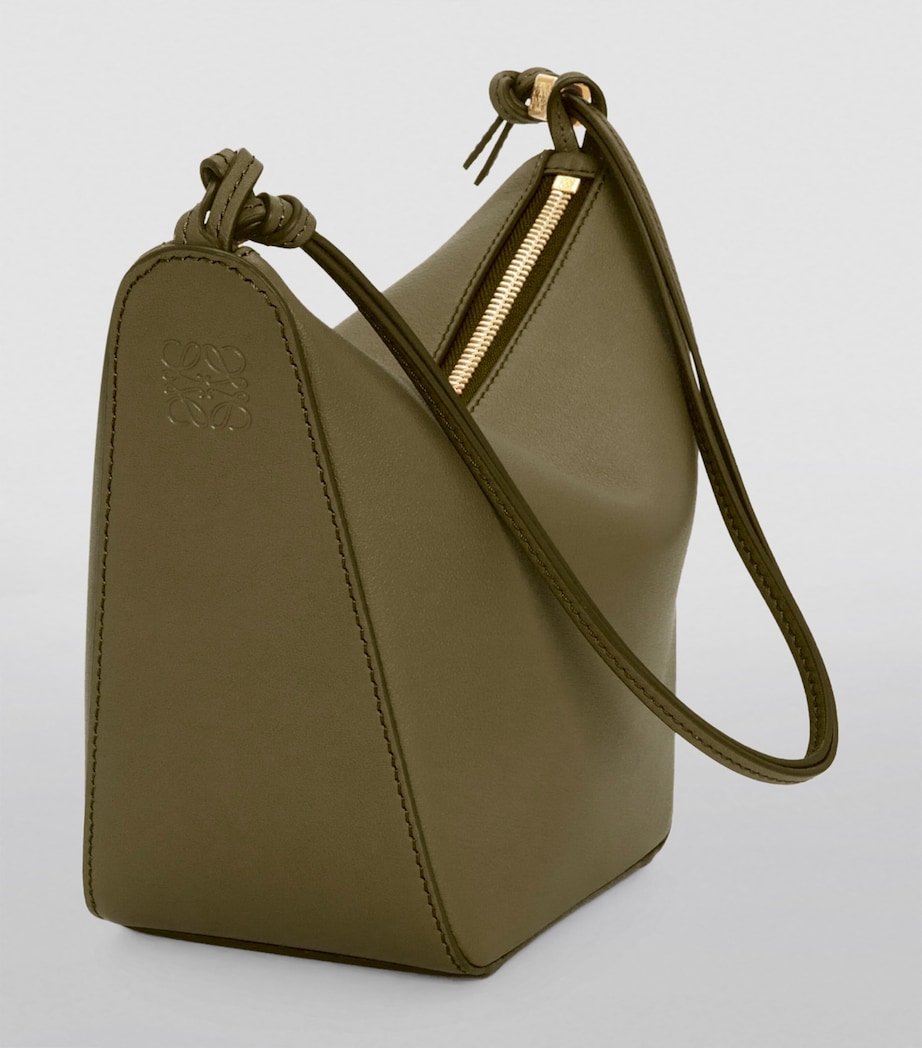 Mini Leather Hammock Hobo Bag DARK KHAKI GREEN Image 7