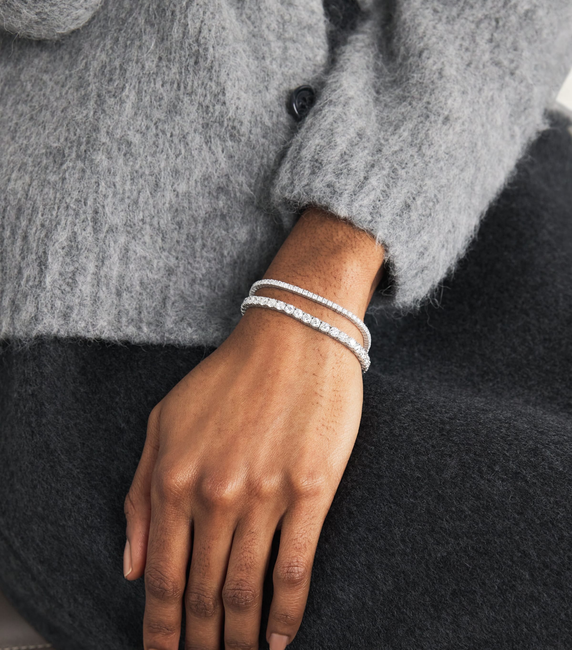 White Gold and Diamond Tennis Bracelet (8.00ct) WHITE GOLD Image 5