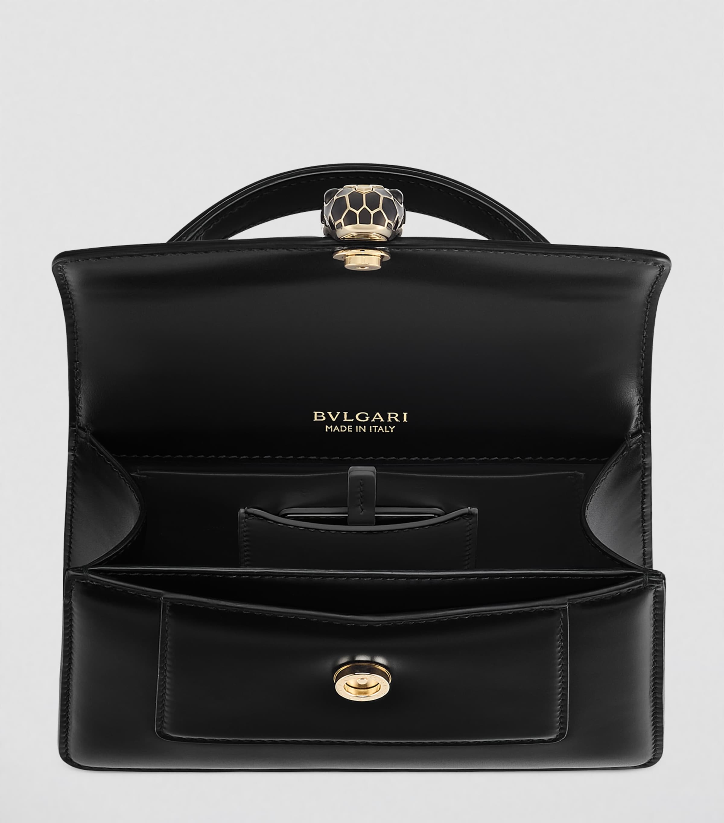 Mini Leather Serpenti Forever Top-Handle Bag BLACK Image 2