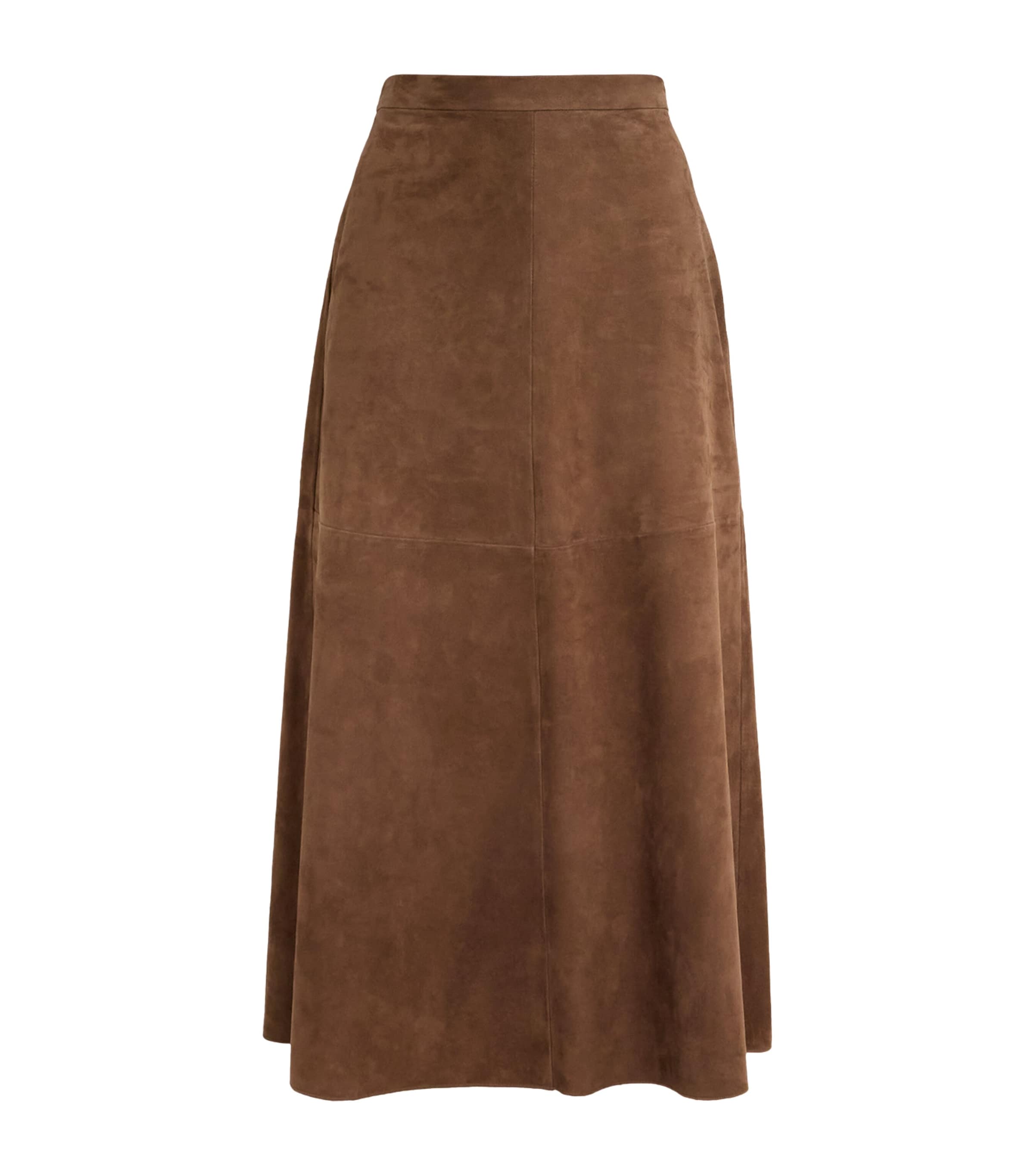 Max Mara Suede Midi Skirt In Brown