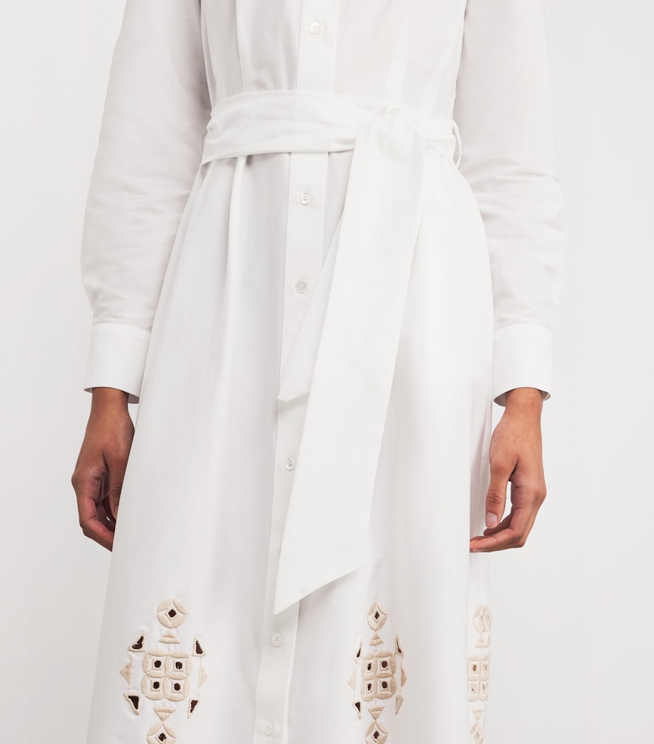 Stretch-Cotton Embroidered Maxi Dress BIANCO E BEIGE Image 6