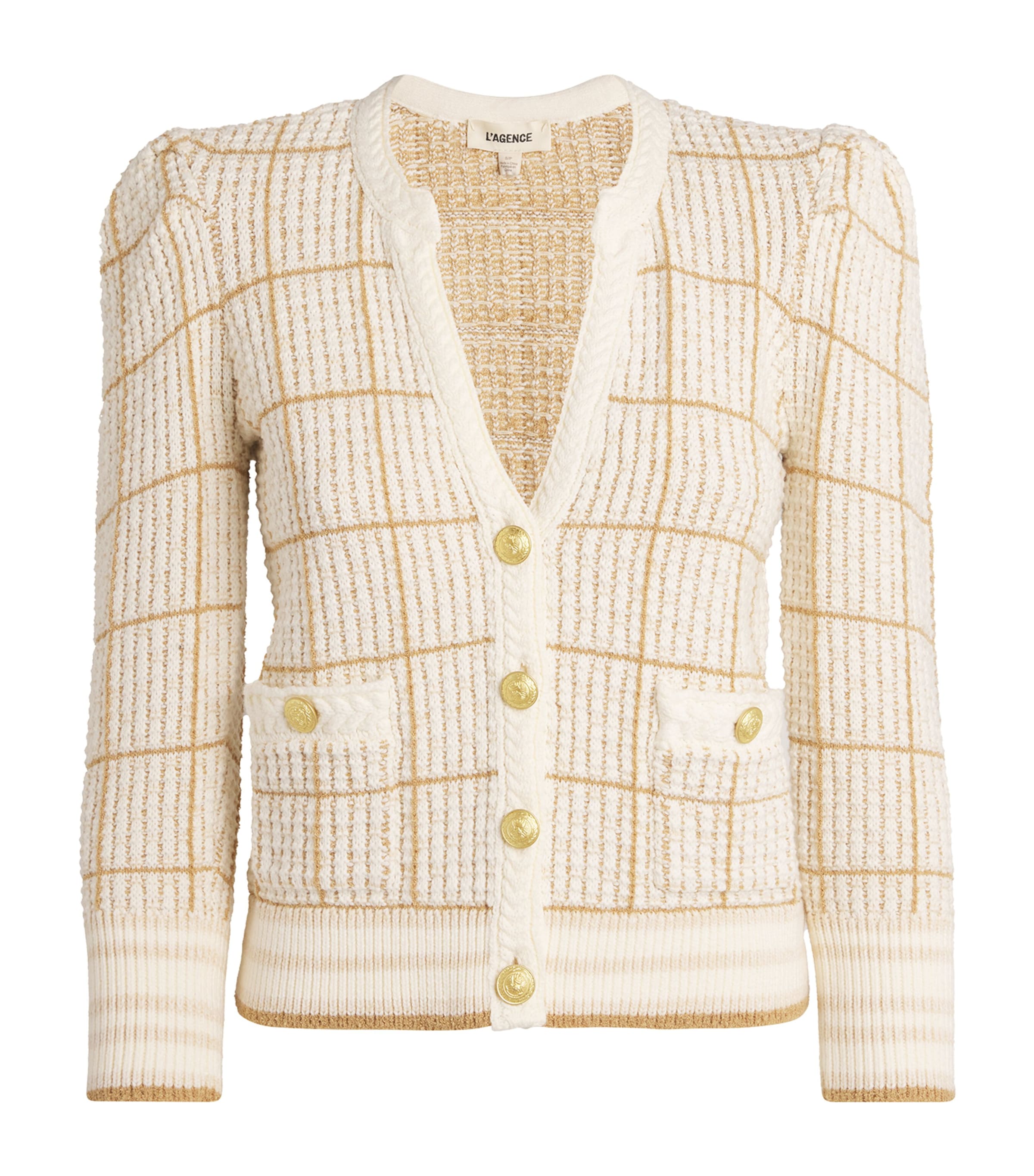 L AGENCE WAFFLE-KNIT JENNI CARDIGAN