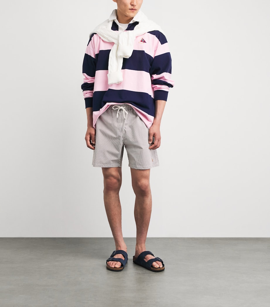 Polo Ralph Lauren Mens Seersucker Traveller Swim Shorts Nutmeg Brn Seerscker Image 2