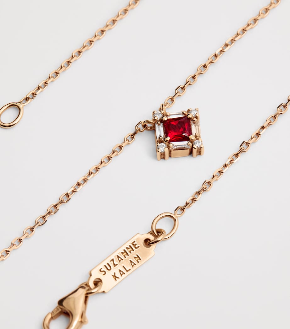 Suzanne Kalan Rose Gold Ruby and Diamond Mini Princess Pendant Necklace Rg/r Image 5