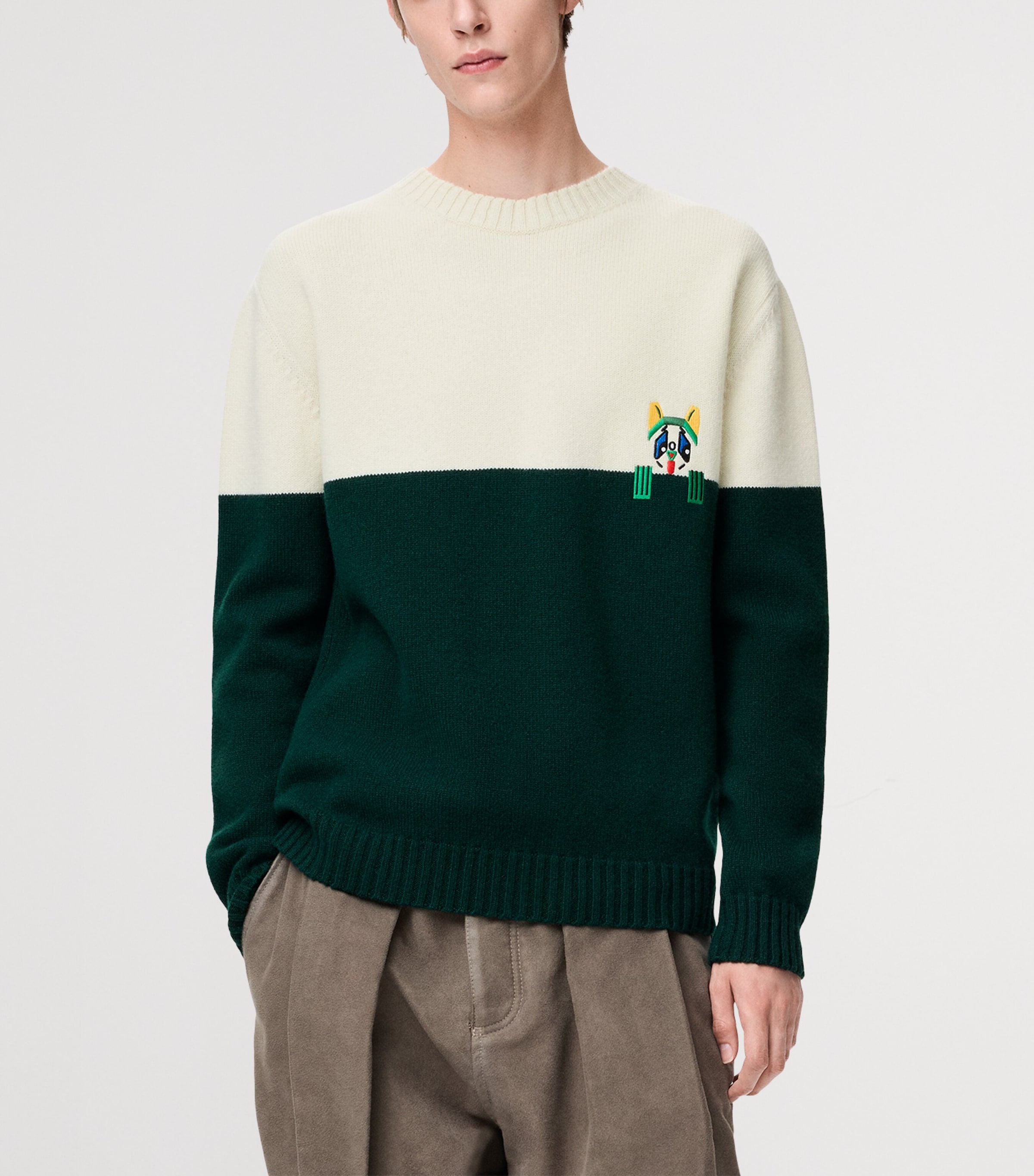 x Louis Wain Wool Futuristic Cat Sweater WHITE/GREEN Image 3