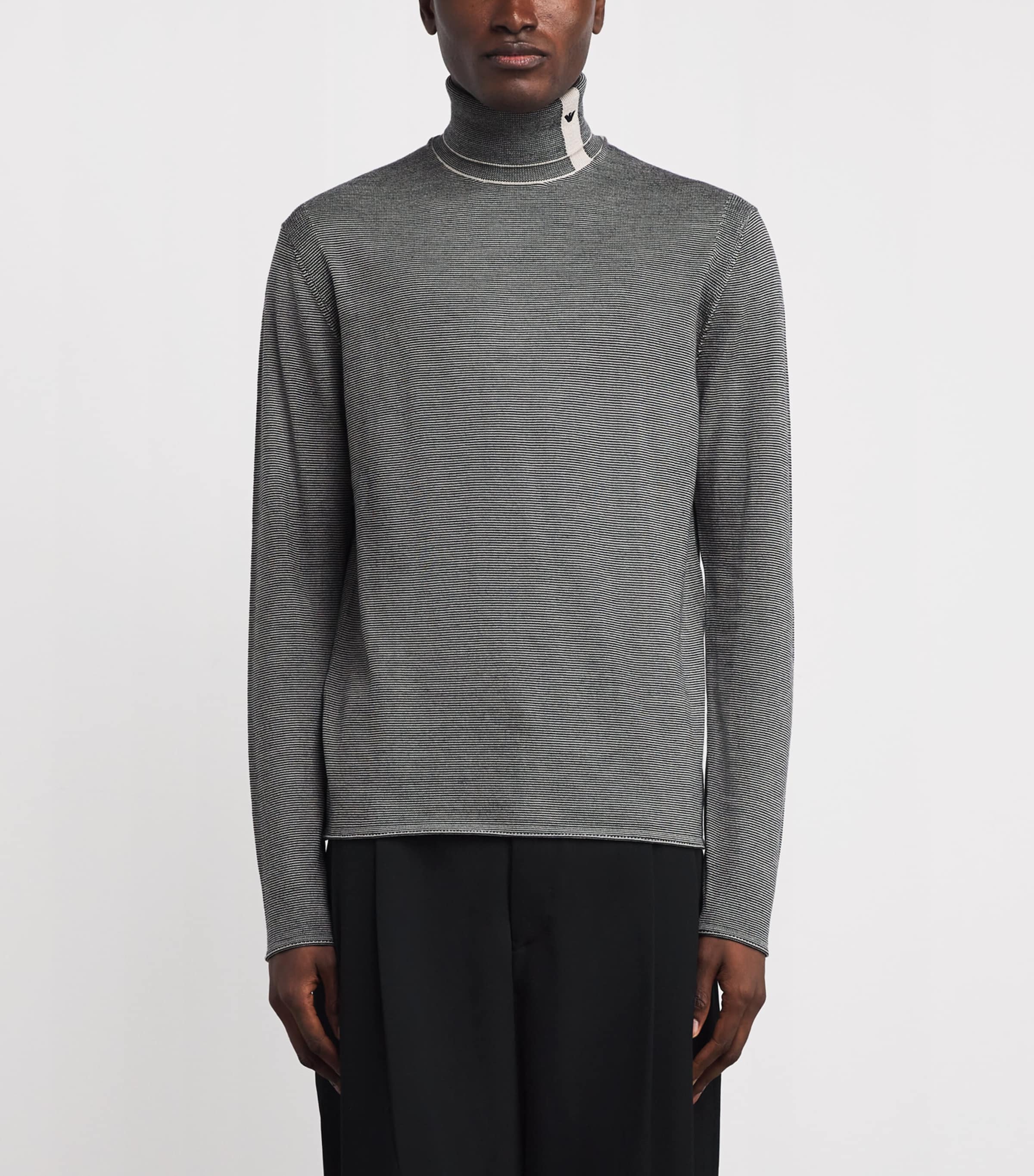 Virgin Wool Stripe Rollneck Sweater FB067 Image 3