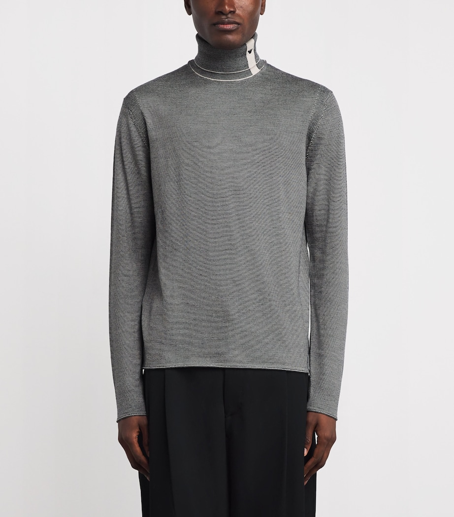 Virgin Wool Stripe Rollneck Sweater FB067 Image 3