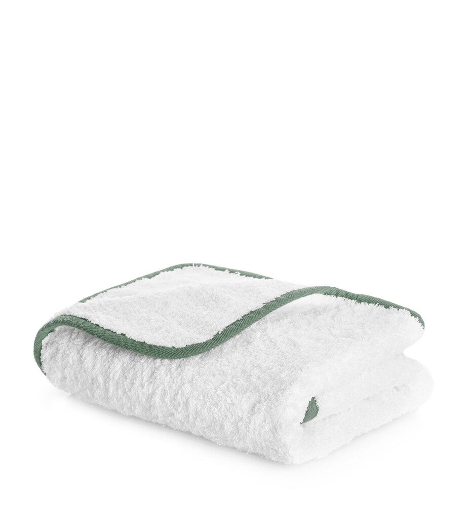 Cotton Portobello Hand Towel (50cm x 100cm) WHITE/JADE Image 2