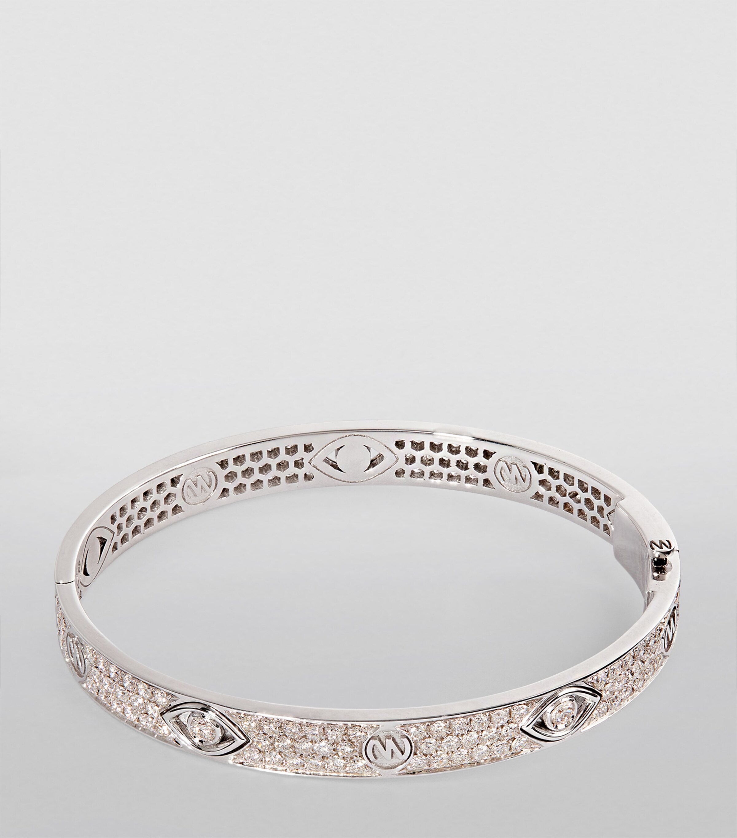 White Gold and Diamond Protected Eye Bangle WHITE Image 3