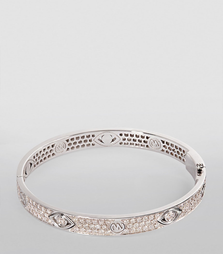 White Gold and Diamond Protected Eye Bangle WHITE Image 3