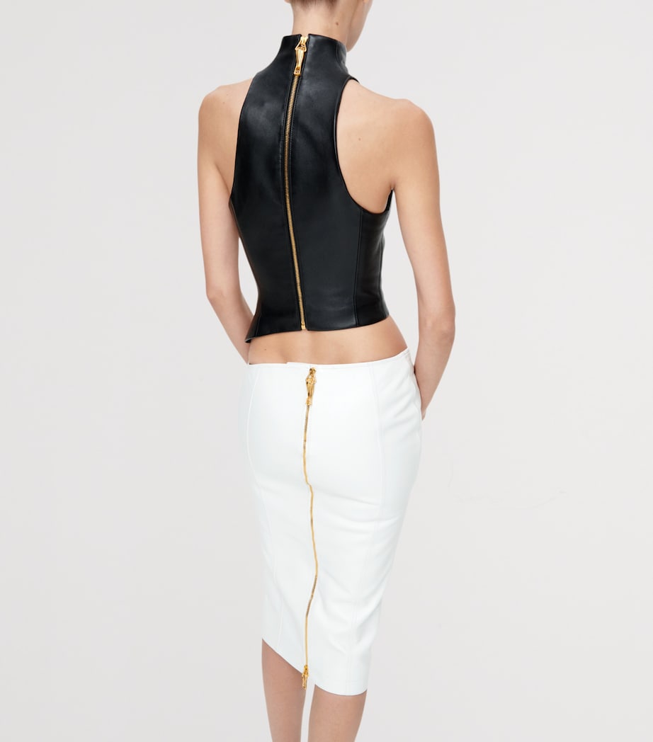Schiaparelli Womens Lambskin Trompe L’Oeil Wave Top Black Image 3