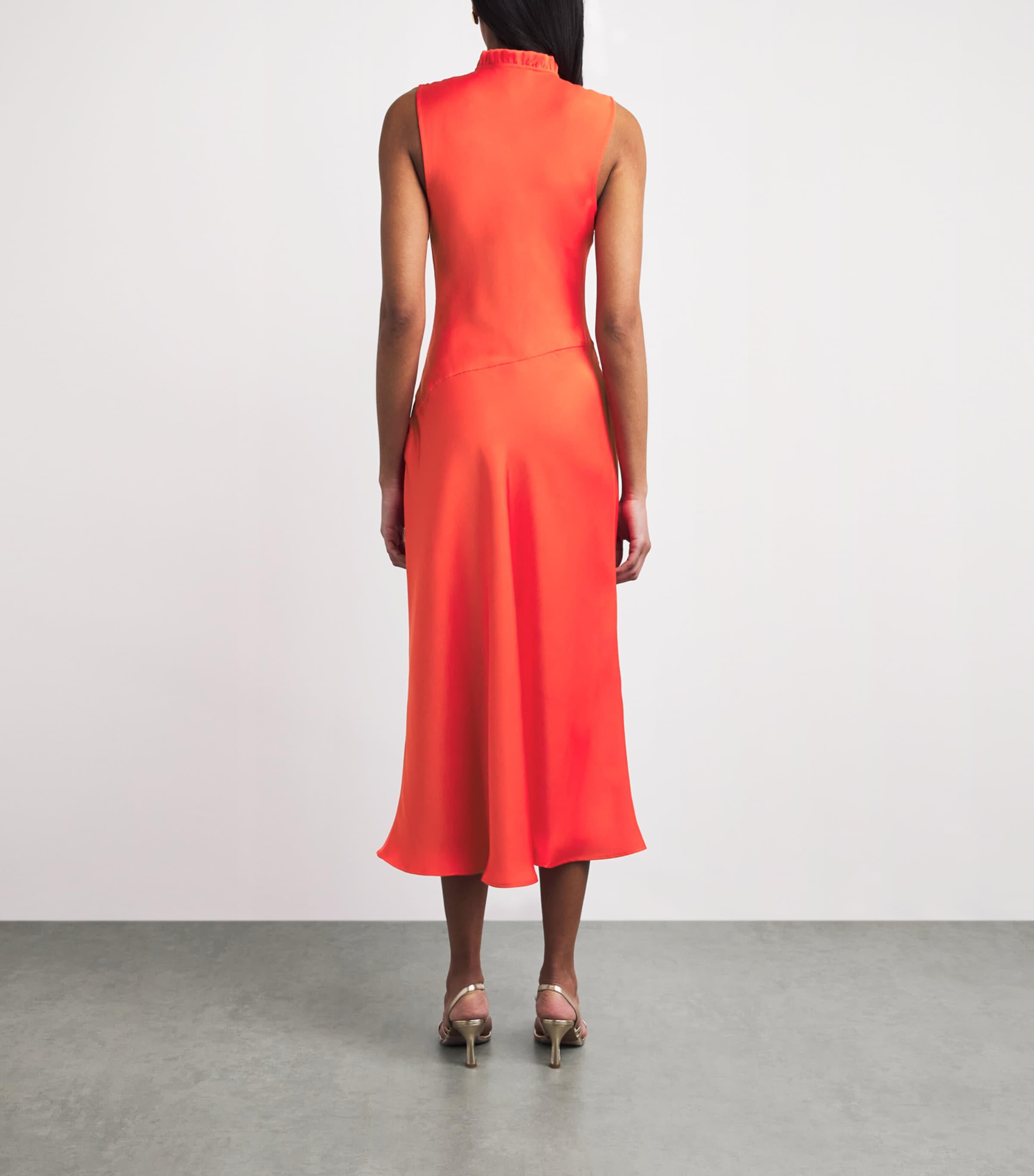 Claudie Pierlot Womens Satin Midi Dress Tangerine Image 4