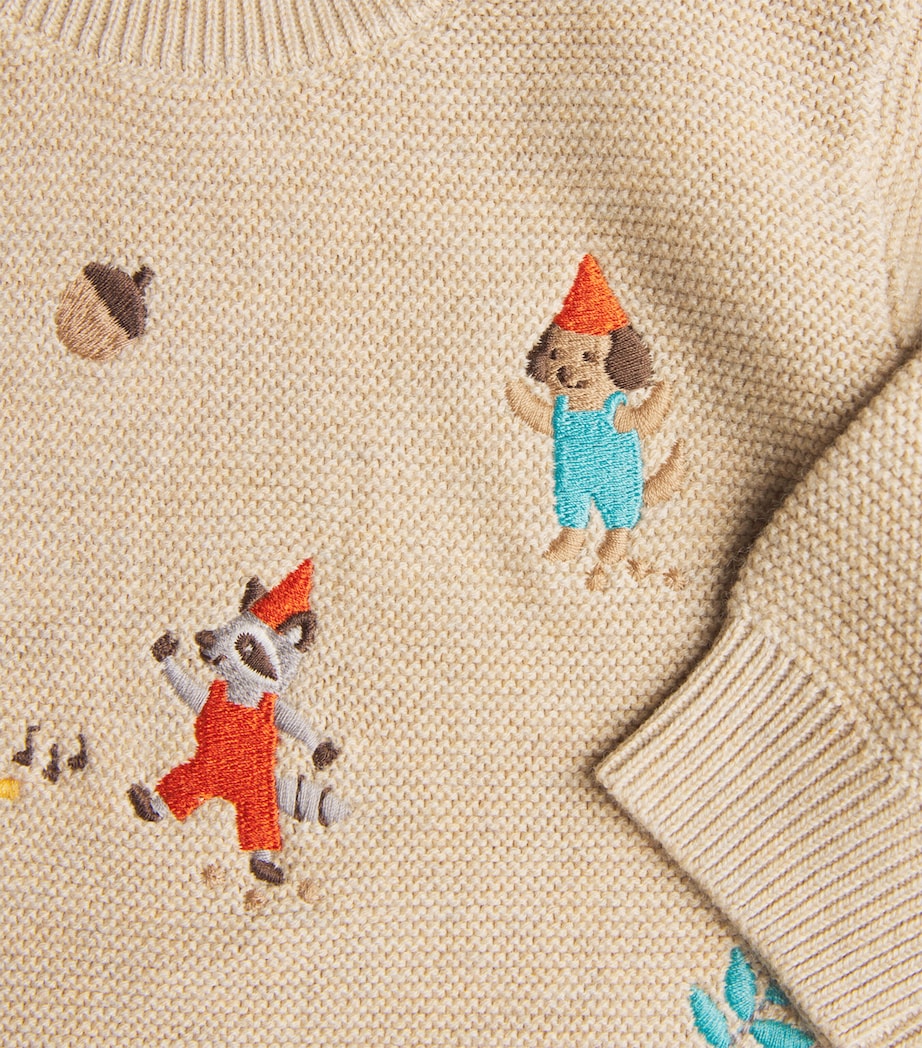 Purebaby Cotton-Wool Embroidered Woodland Sweater (0-18 Months) Otmme Oatmeal Mlng Image 3