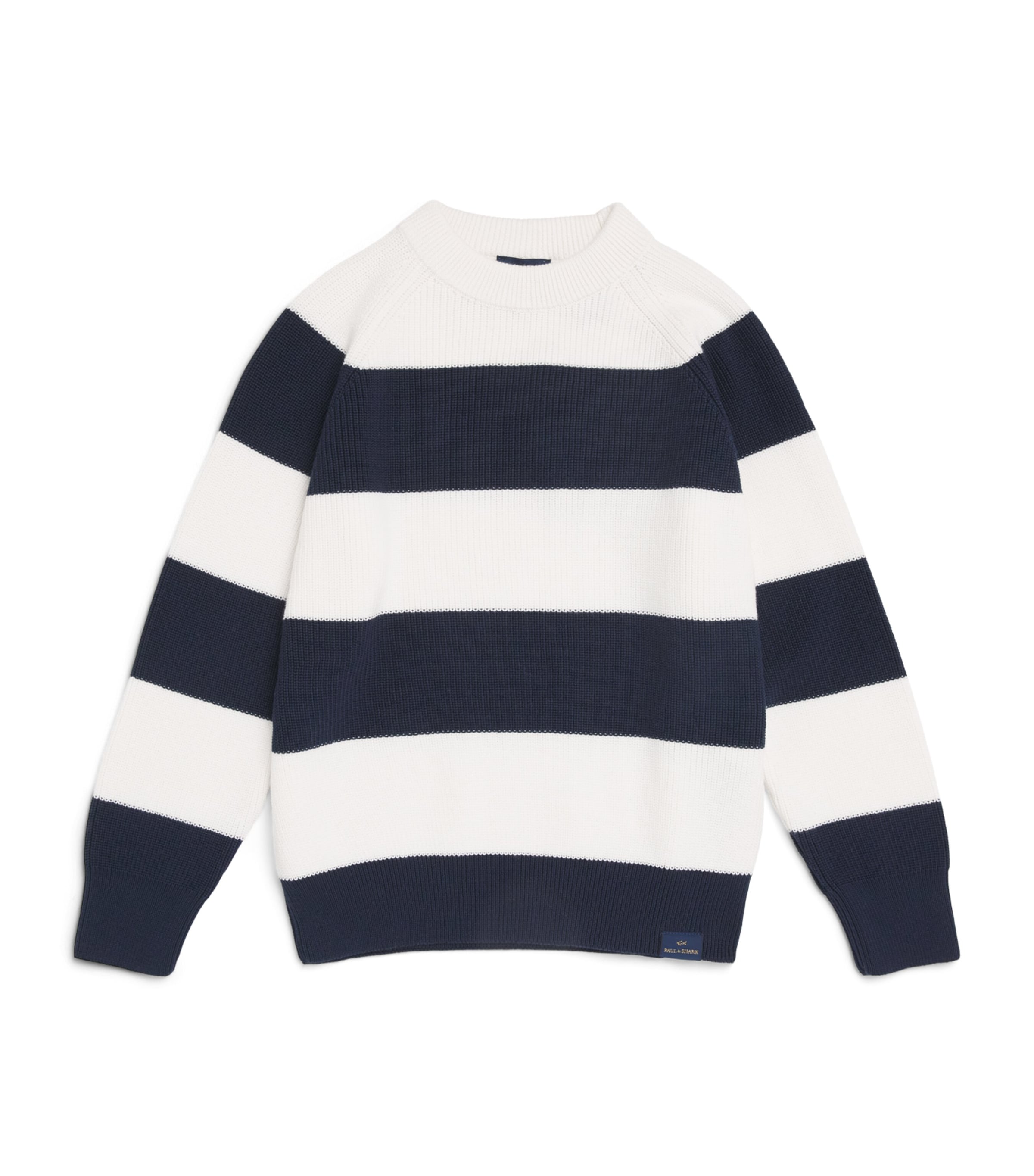 Paul & Shark Cotton Stripe Sweater (8-14 Years) Off White/blue Image 1