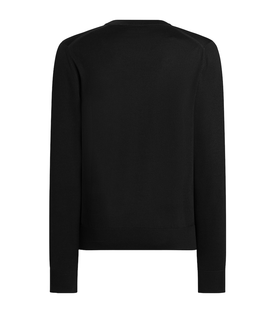 Dolce&Gabbana Mens Virgin Wool Appliqué Crest Sweater Very Dark Image 2
