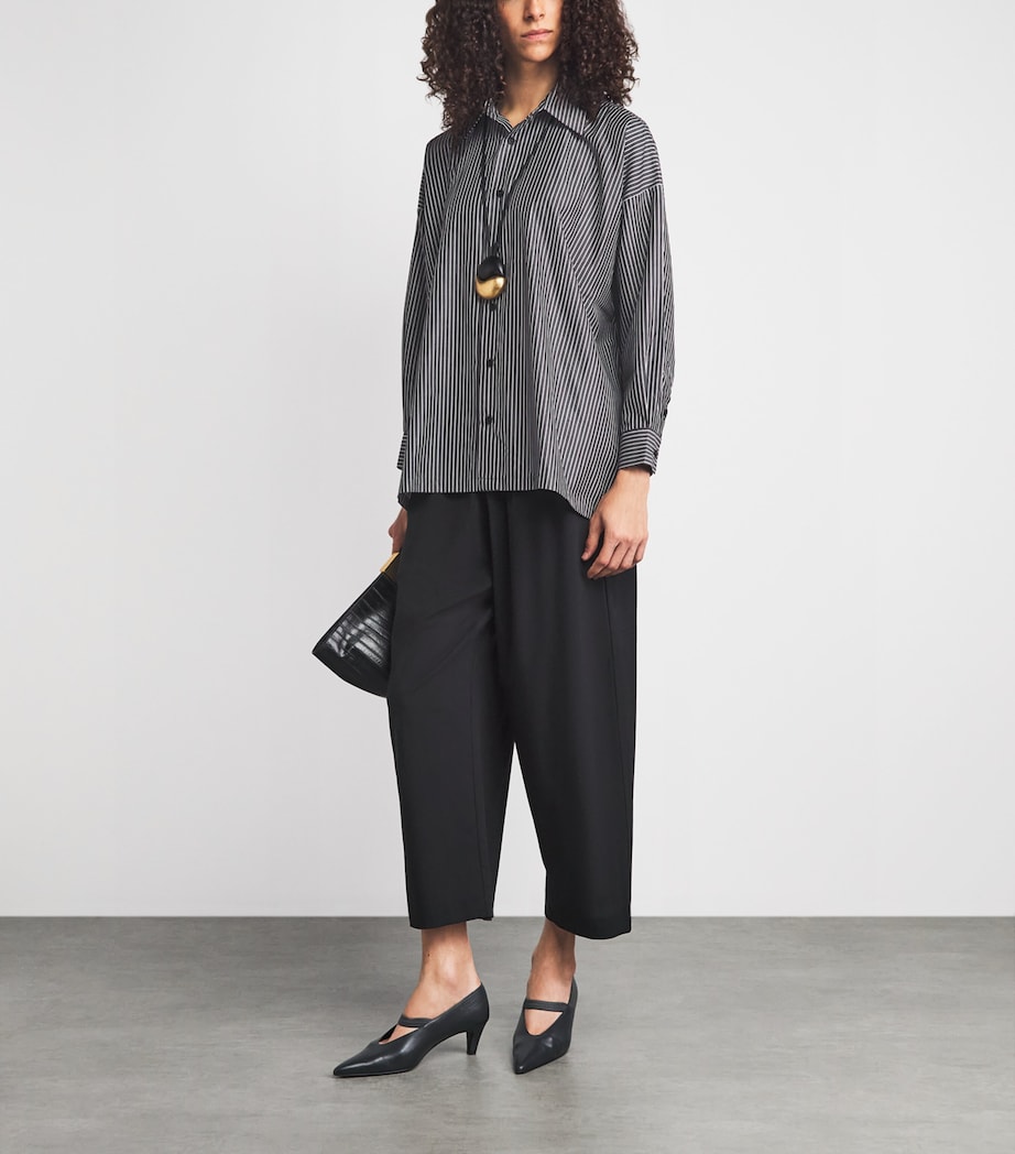 Eskandar Womens Wide Stripe A-Line Shirt Charcoal Image 2