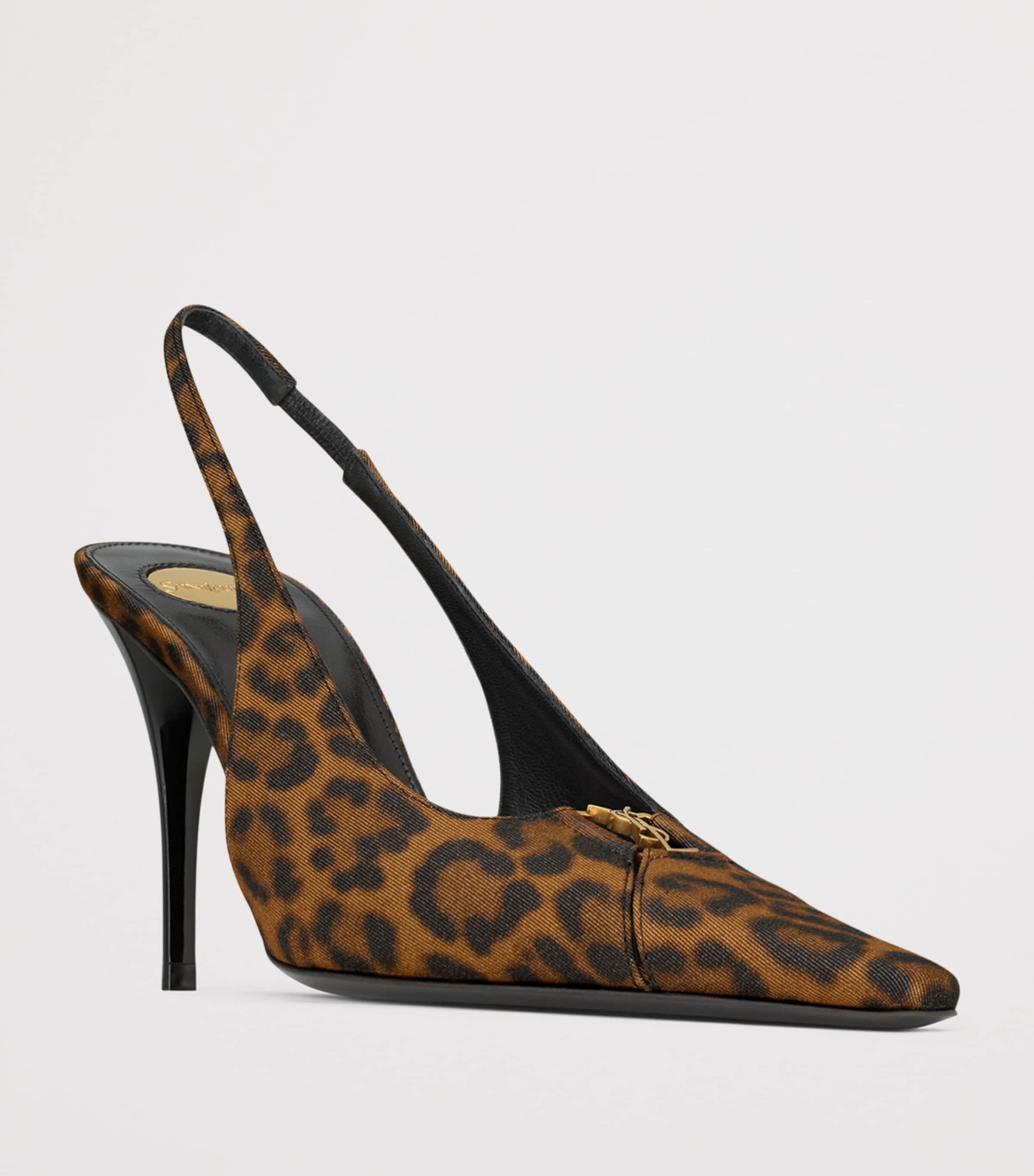 Saint Laurent Leopard Print Babylone Slingback Pumps 90 Image 2