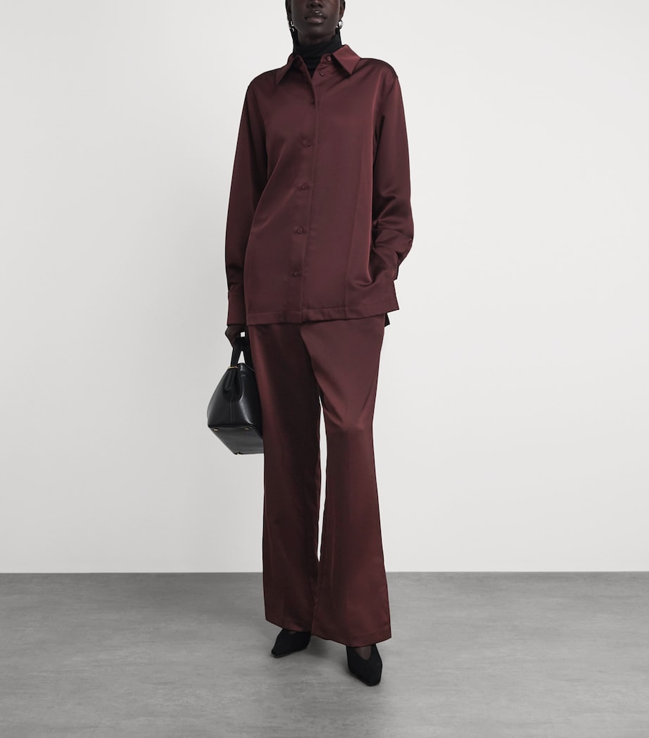 CAMILLA AND MARC Womens Satin Drawstring Ground Trousers Burgundy Image 2