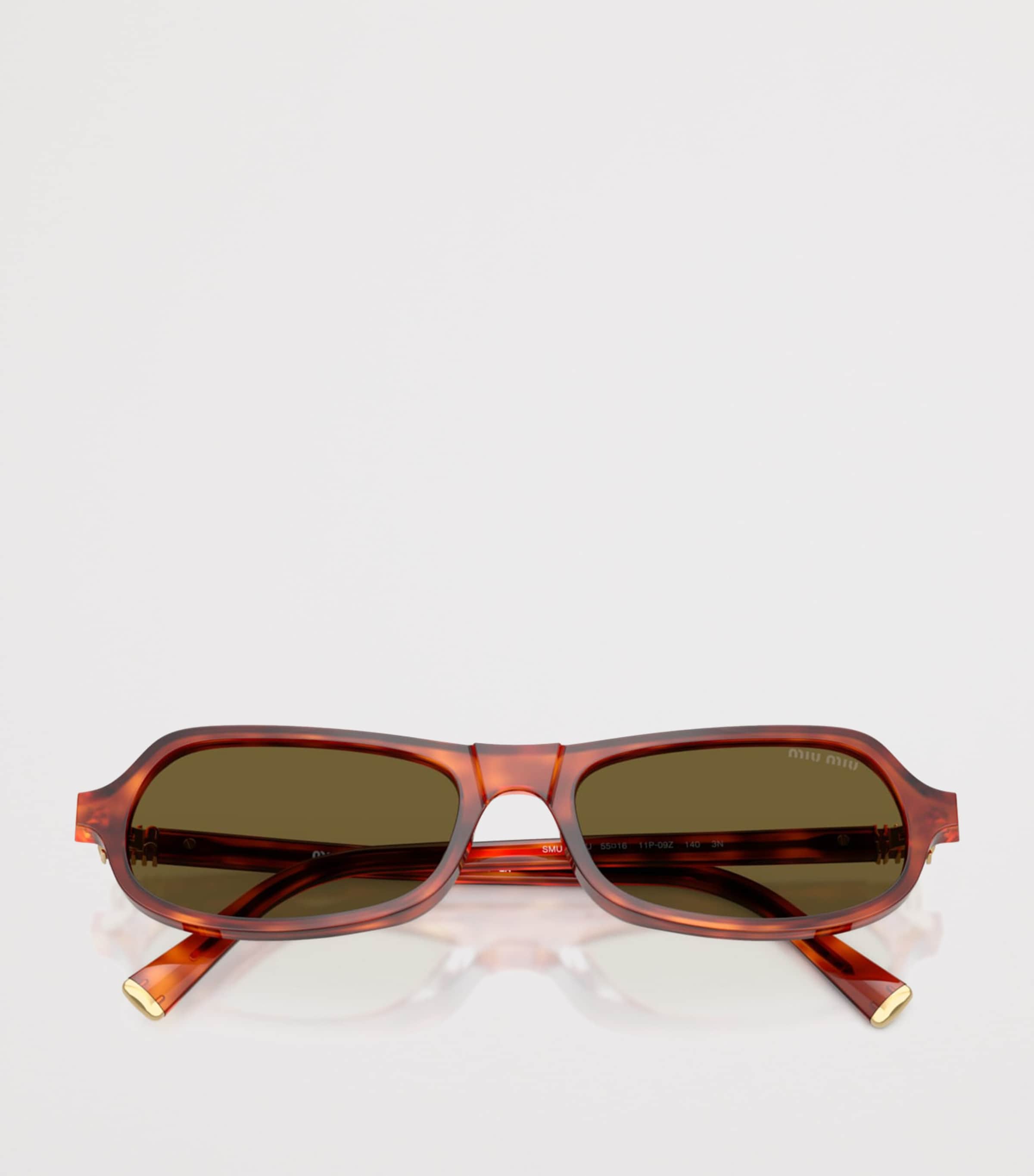 Miu Miu Irregular Oval Sunglasses Brown Image 5