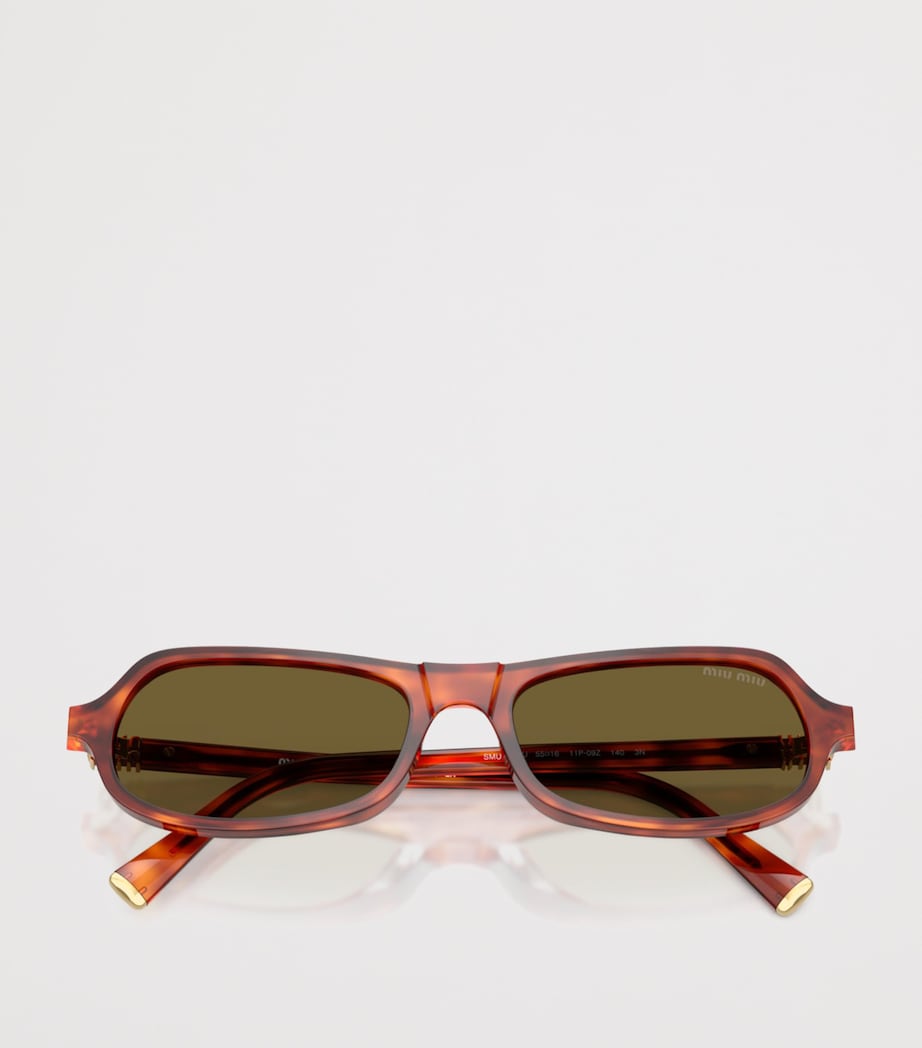 Miu Miu Irregular Oval Sunglasses Brown Image 5