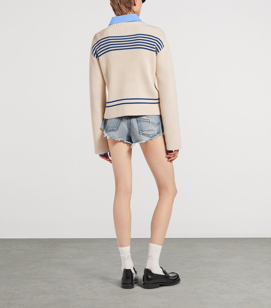 Balenciaga Womens Distressed Denim Shorts Image 3