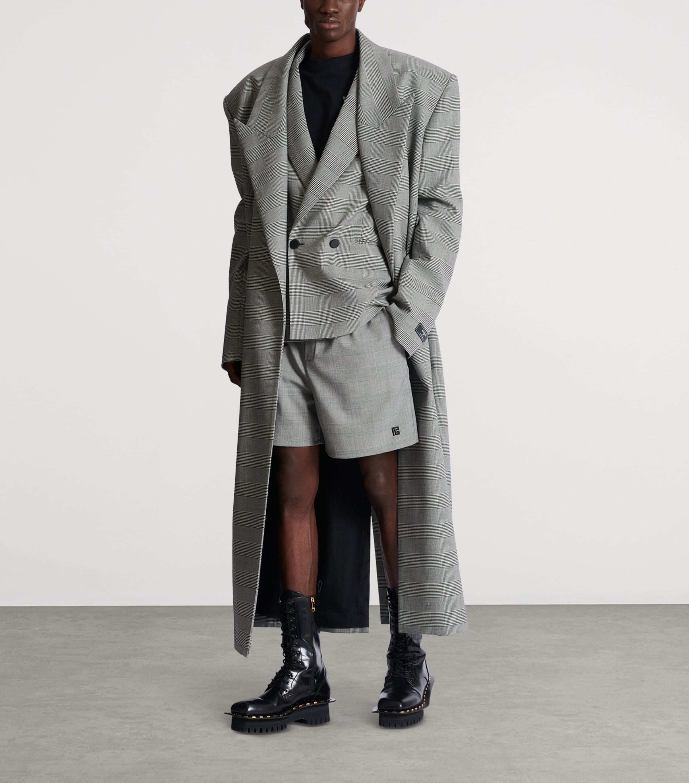 Virgin Wool Check Shorts EAB NOIR/BLANC Image 3