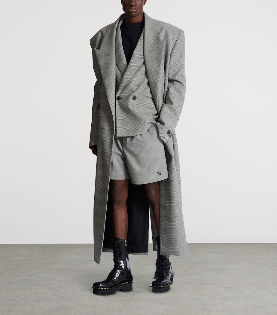 Virgin Wool Check Shorts EAB NOIR/BLANC Image 3