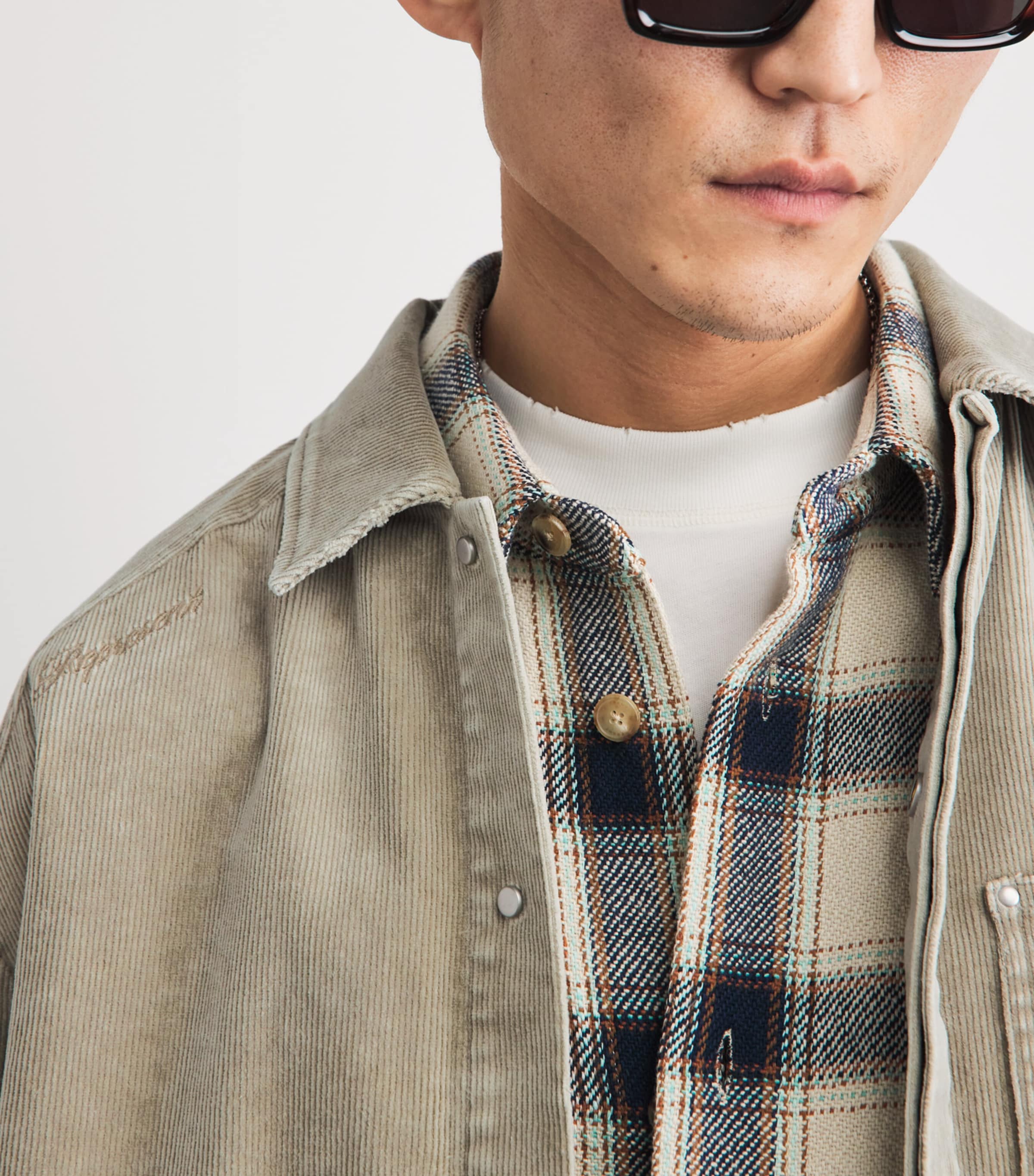 Represent Mens Corduroy Shirt Vintage Khaki Image 3