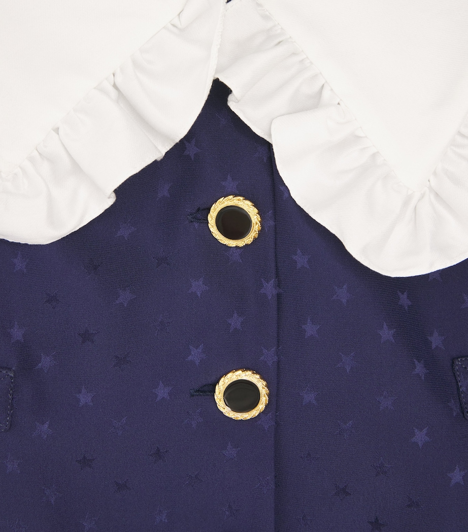 Alessandra Rich Womens Silk Jacquard Mini Dress Navy Blue Image 6