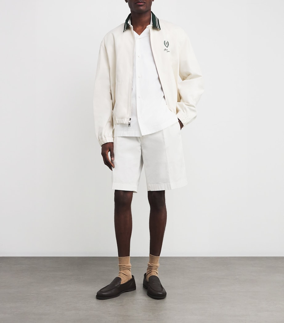 Ralph Lauren Purple Label Mens x Wimbledon Stretch-Cotton Pleated Shorts Deckwash White Image 2