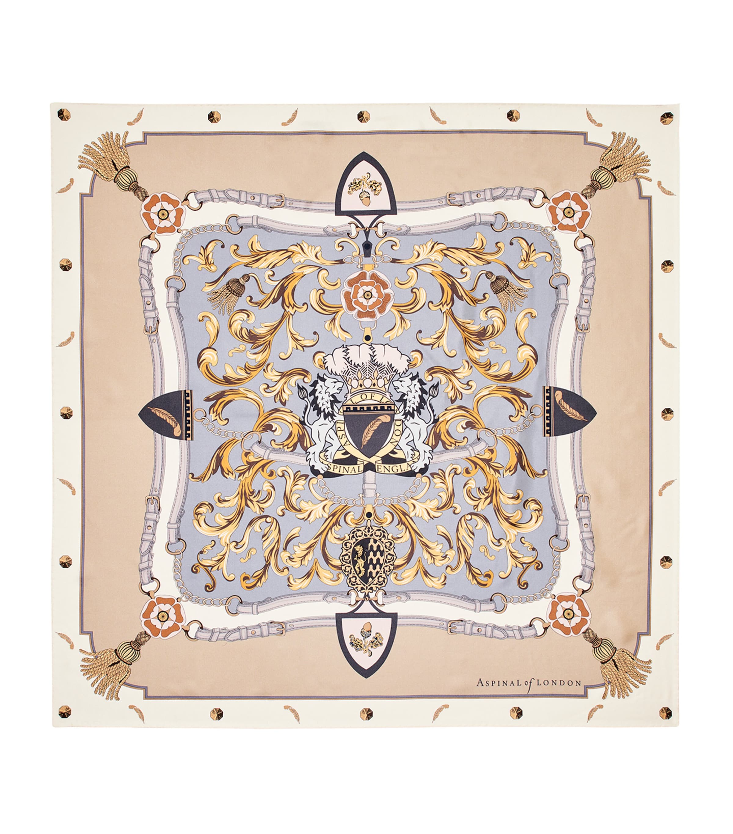 Aspinal Of London Silk Signature Scarf In Neutral