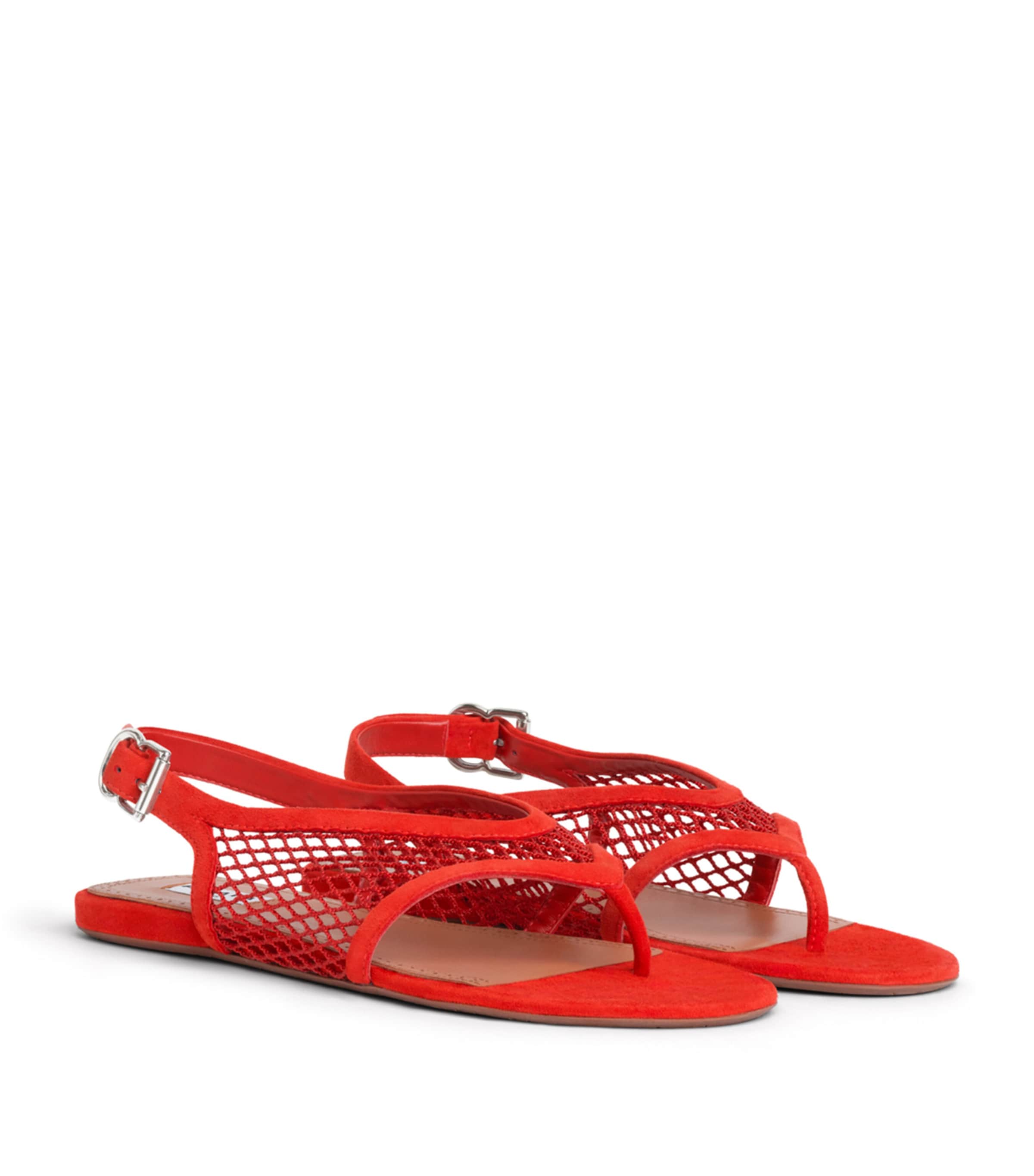 Alaïa Suede Fishnet Sandals Orange Red Image 2
