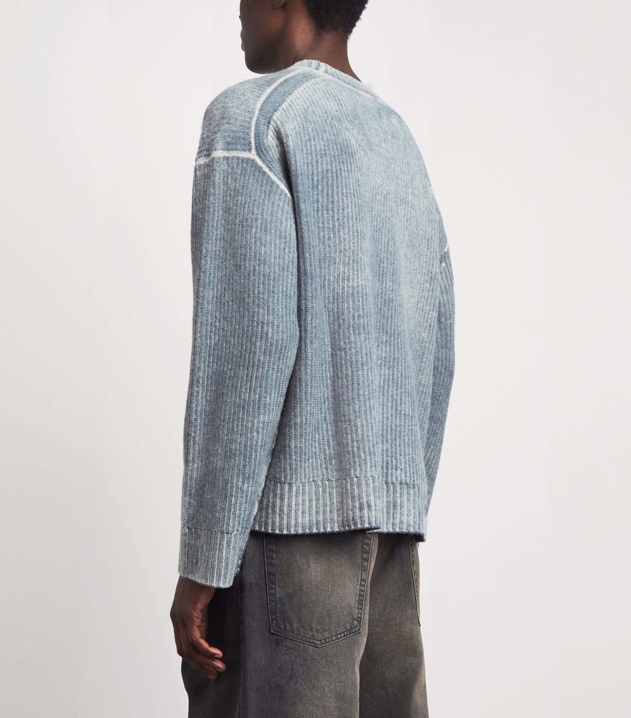 Represent Mens Wool Reversible Fade Out Sweater Petrol Image 5