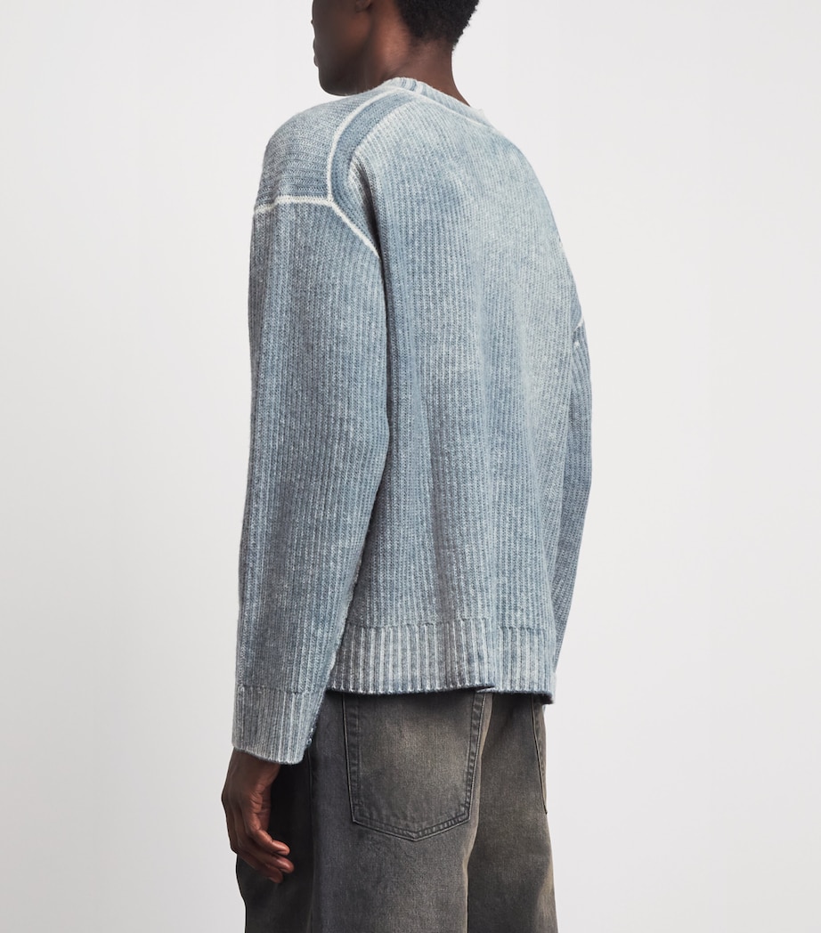 Represent Mens Wool Reversible Fade Out Sweater Petrol Image 5