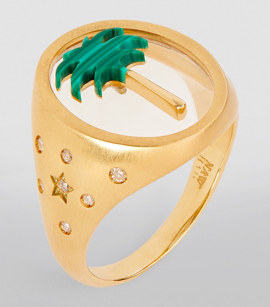 Yellow Gold and Diamond Biladi Palm 2.0 Ring GREEN Image 2