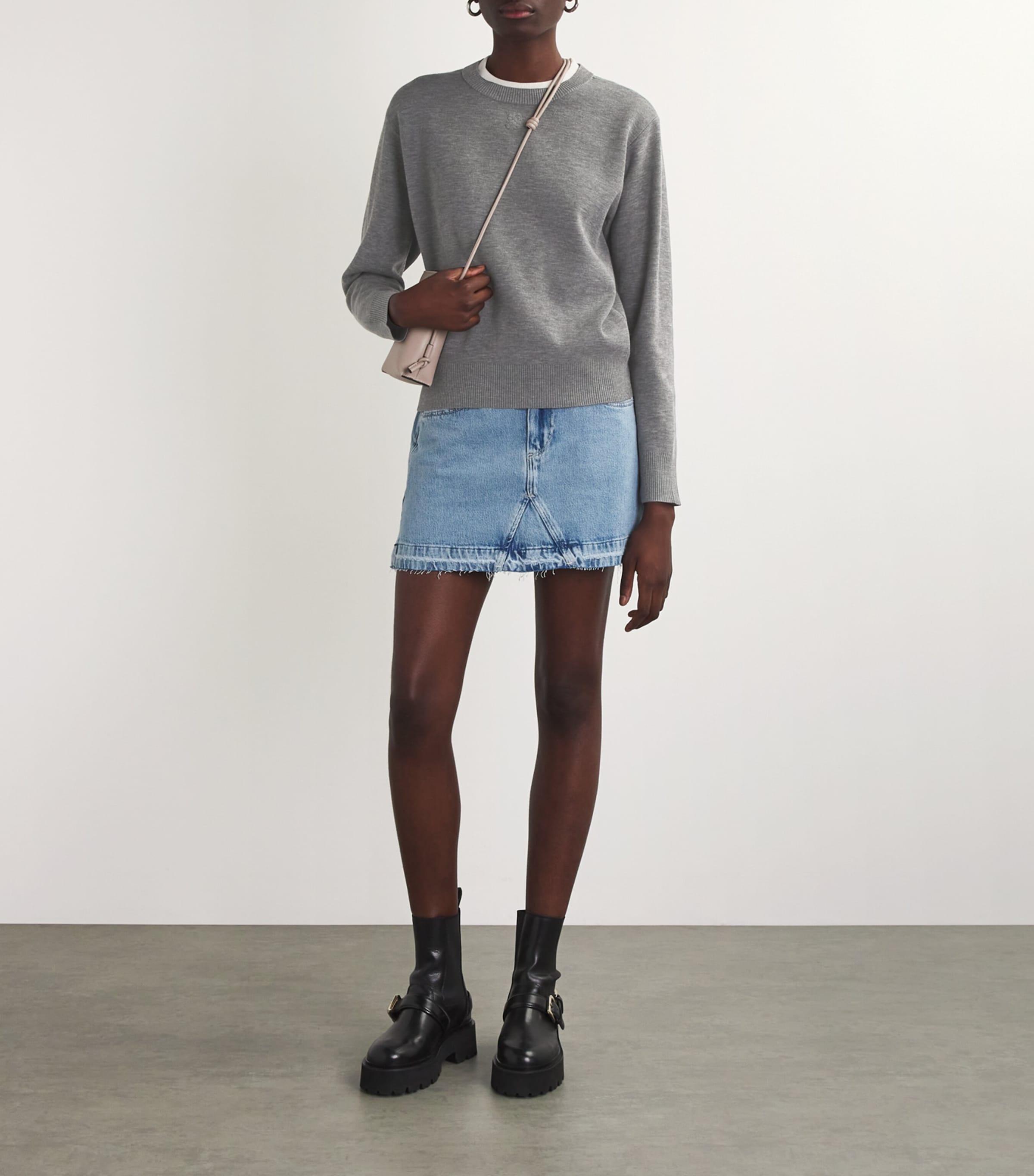 Contrast-Neck Oversized Sweater GREY Image 2