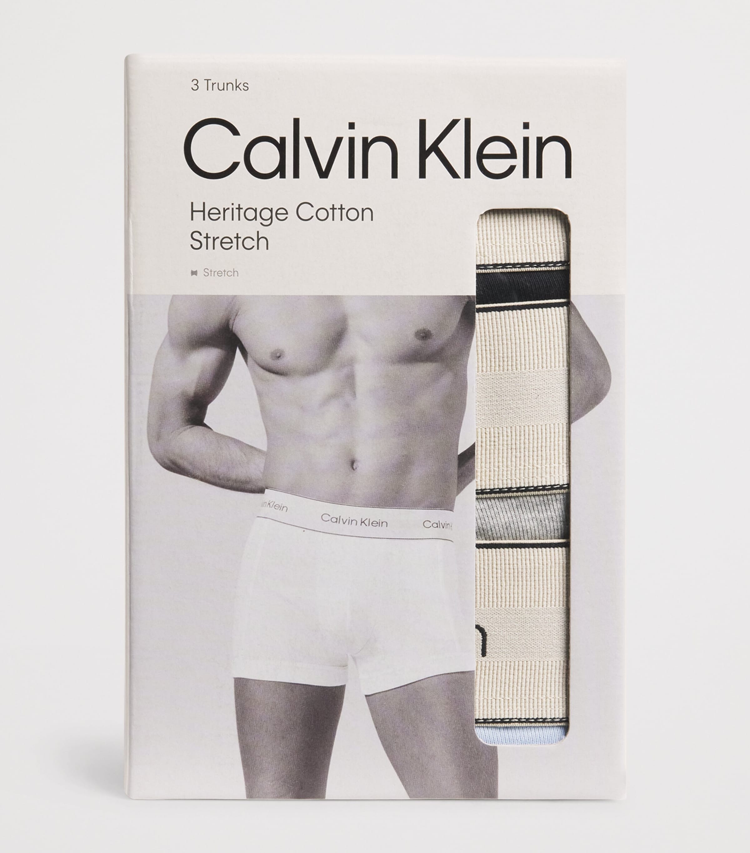 Calvin Klein Mens Stretch-Cotton Heritage Trunks (Pack of 3) Multi Image 4