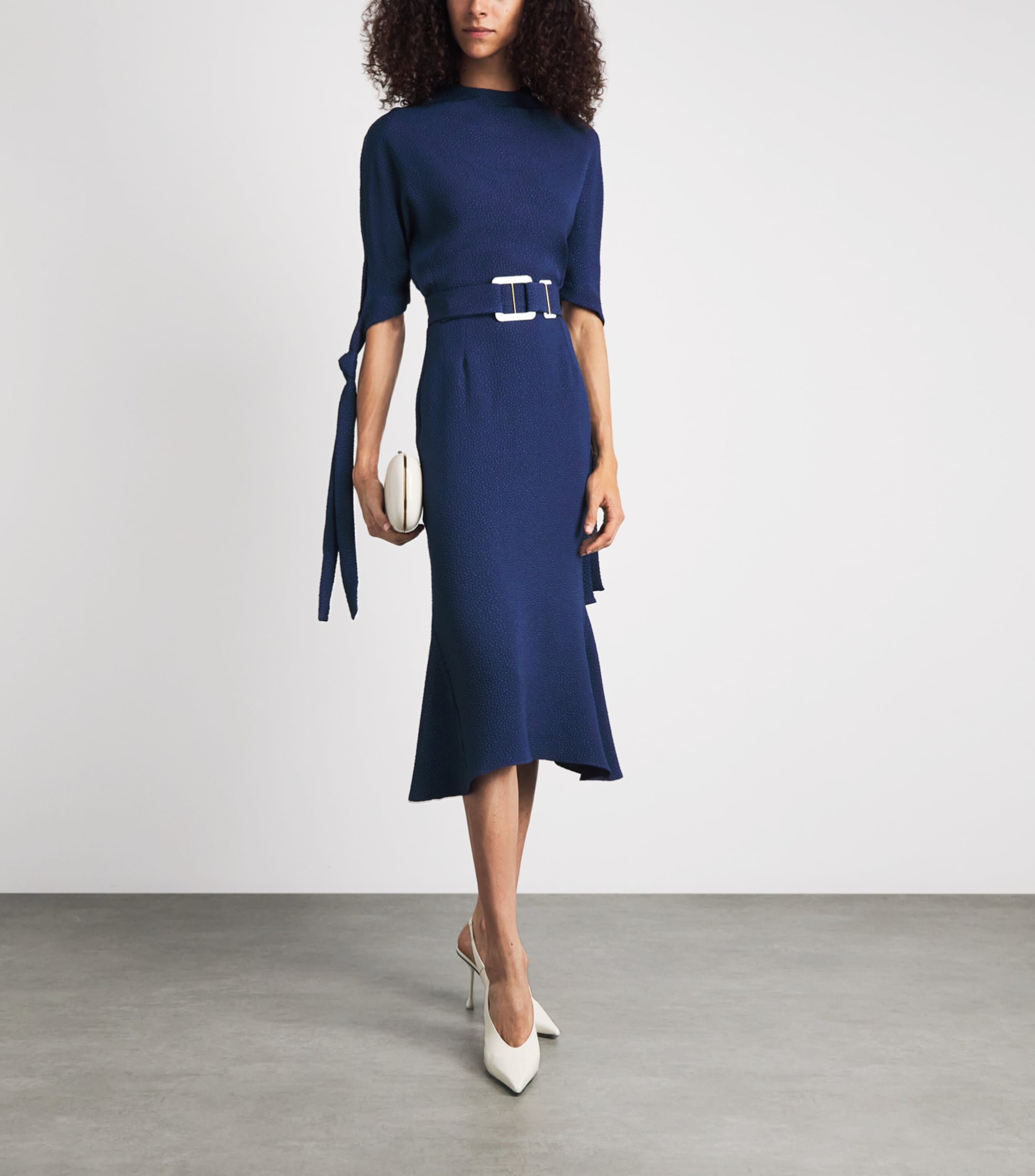 Edeline Lee Womens Belted Pedernal Midi Dress Navy Image 2