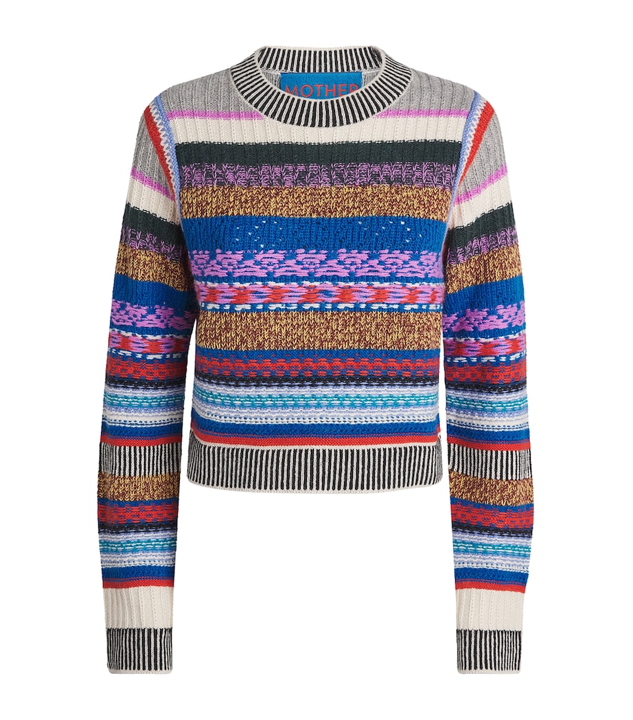 MOTHER Womens Alpaca-Wool The Extra Crop Sweater Multi Stripe Image 1