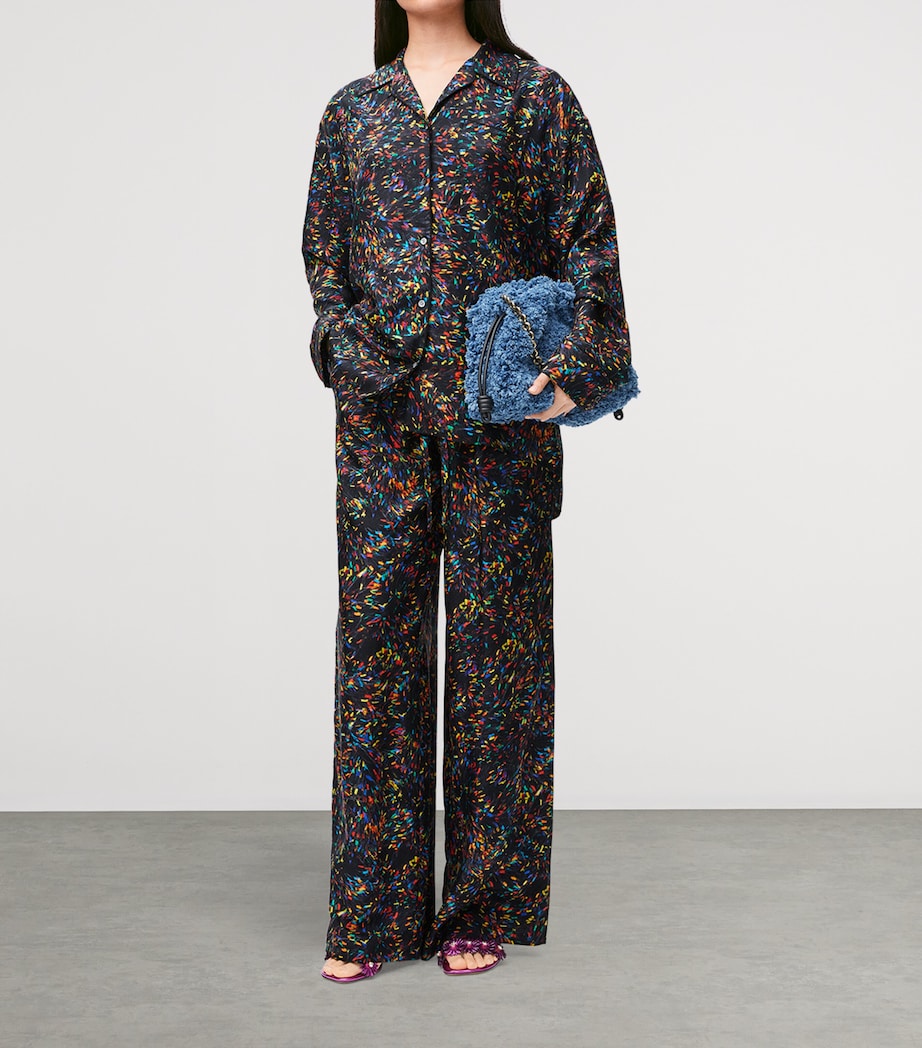 LOEWE Womens x Paula's Ibiza Silk-Blend Pyjama Trousers Black/multicolor Image 2