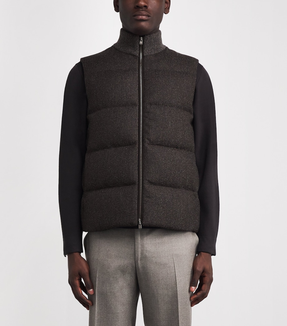 Wool-Blend Padded Gilet 650 - BROWN- CUMIN Image 3