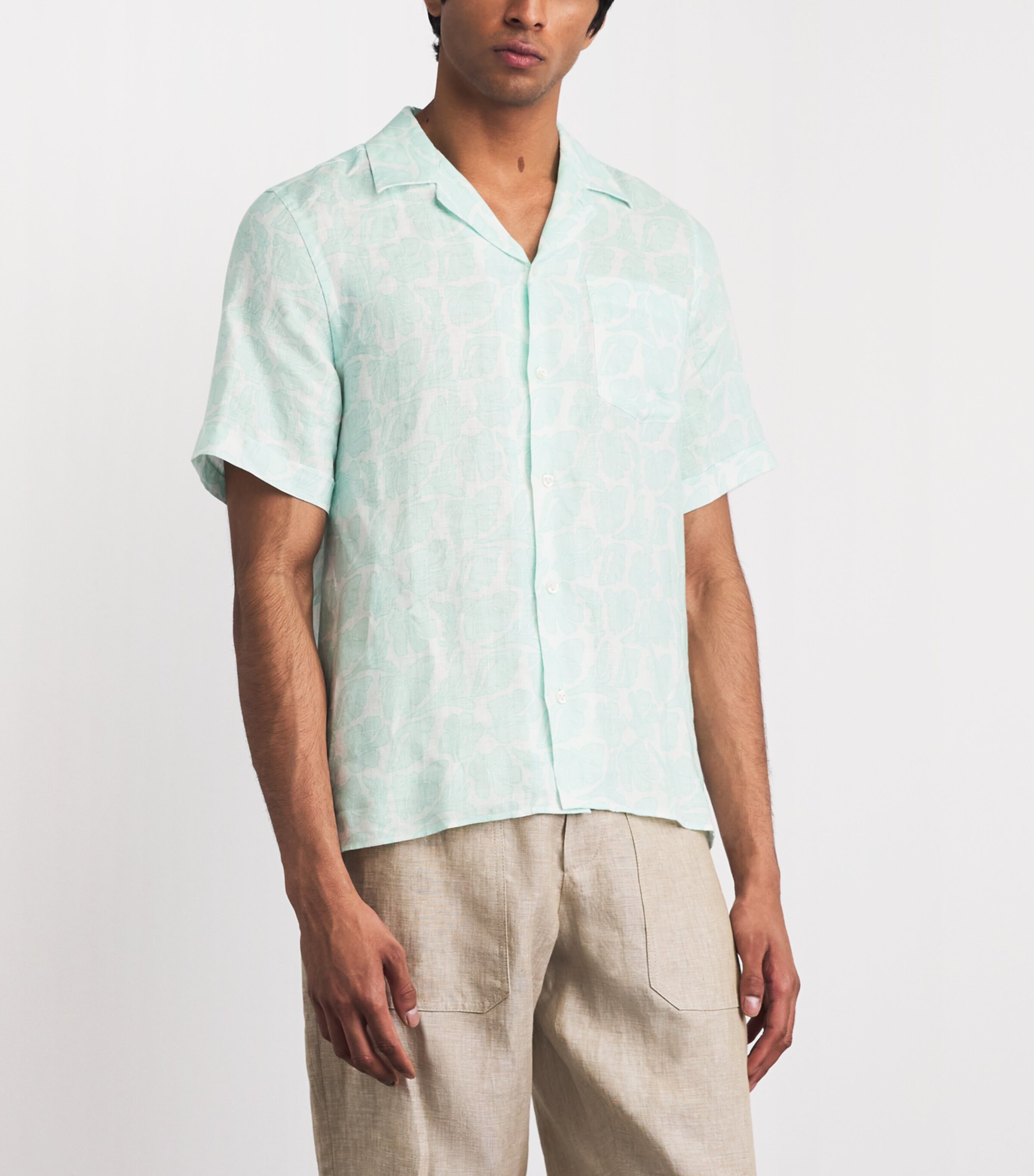 Vilebrequin Mens Linen Seashells Charli Shirt Blanc Image 4